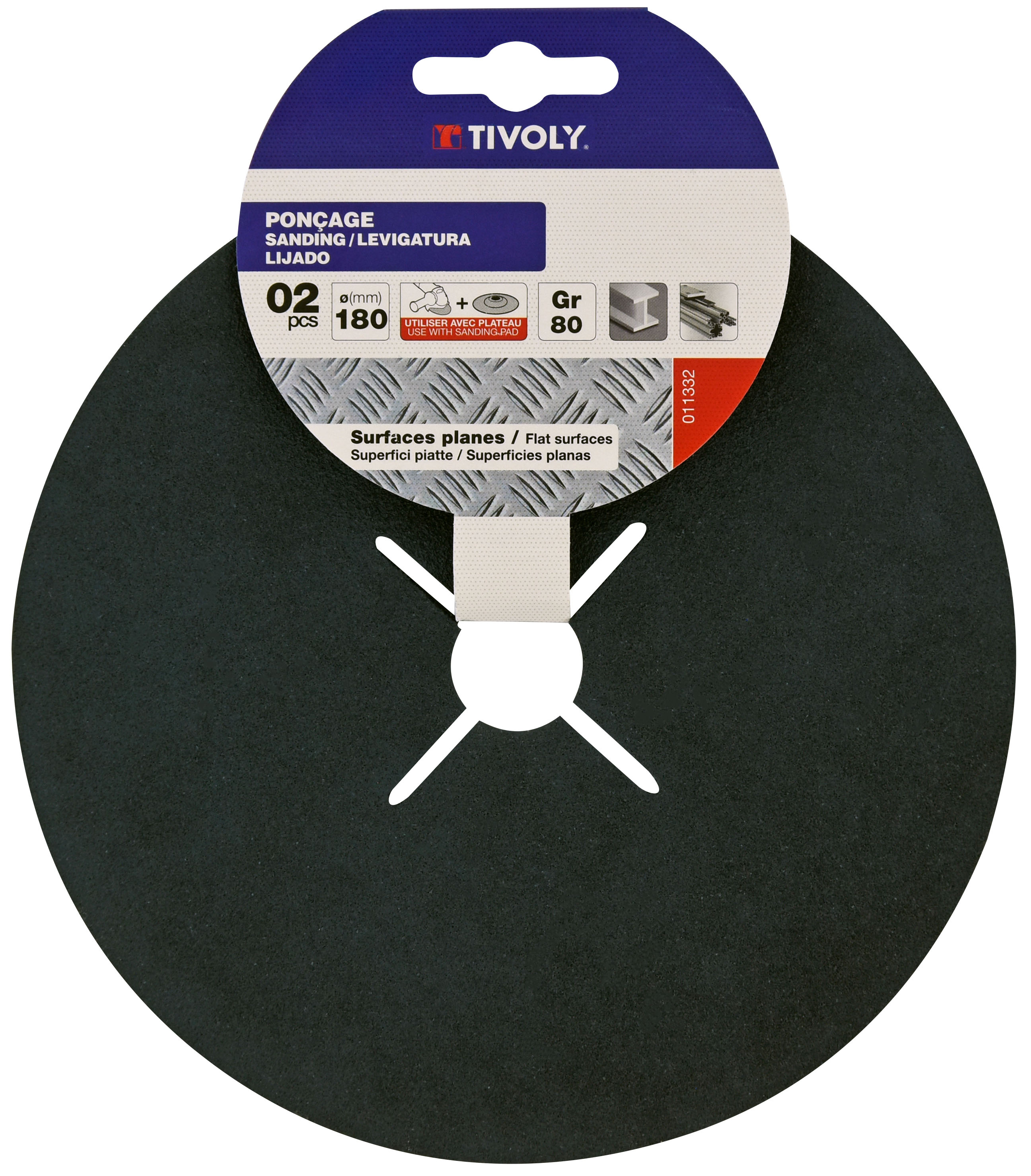 Disque FIBRE ZIRCONIUM (Cartonnette brochable) / Dim Ø180 / Gr : 80 TIVOLY - XT10112011332