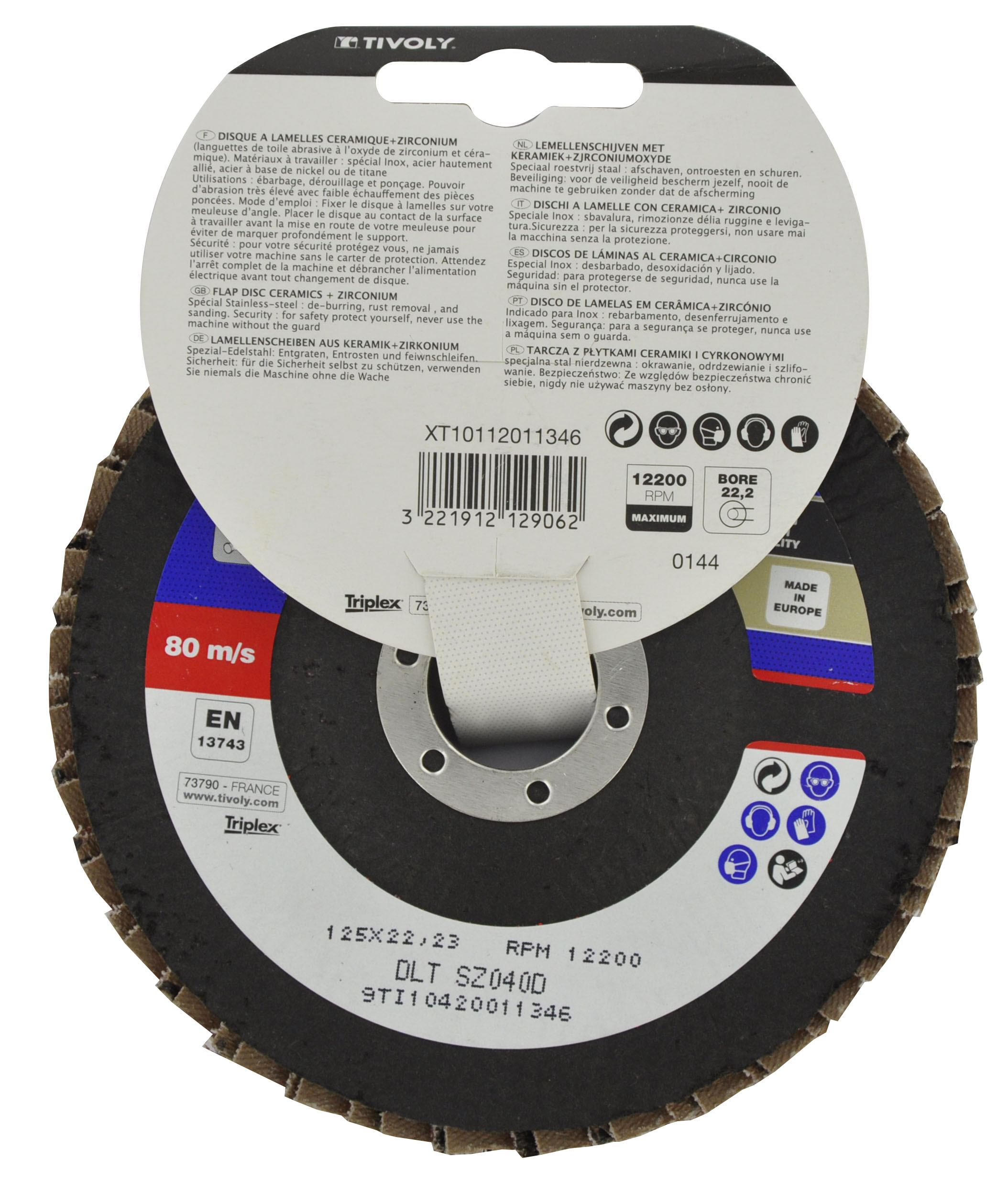 Disque LAMELLES CERAMIQUE & ZIRCONIUM / Dim Ø125 / Gr : 40 TIVOLY - XT10112011346