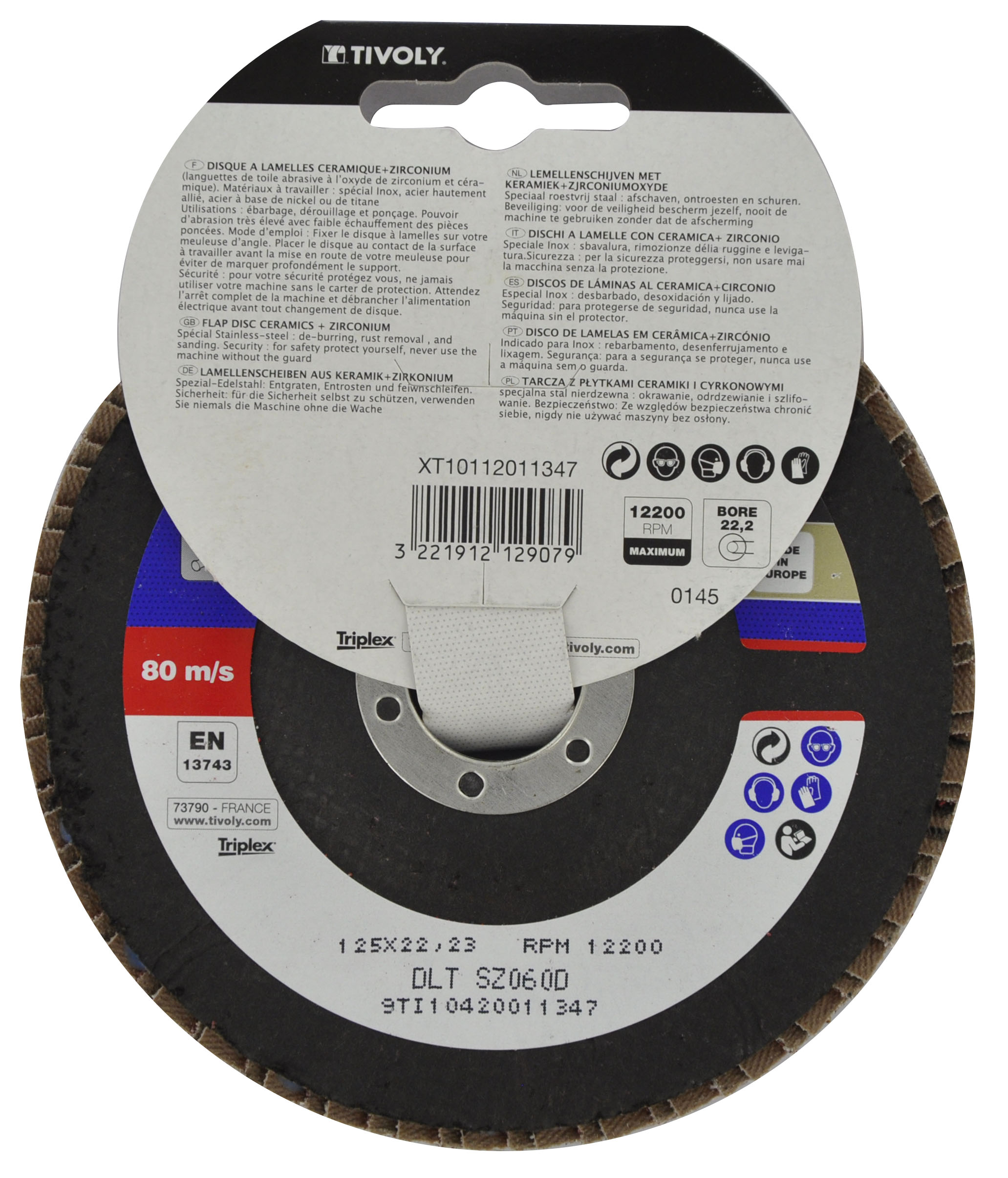 Disque LAMELLES CERAMIQUE & ZIRCONIUM / Dim Ø125 / Gr : 60 TIVOLY - XT10112011347