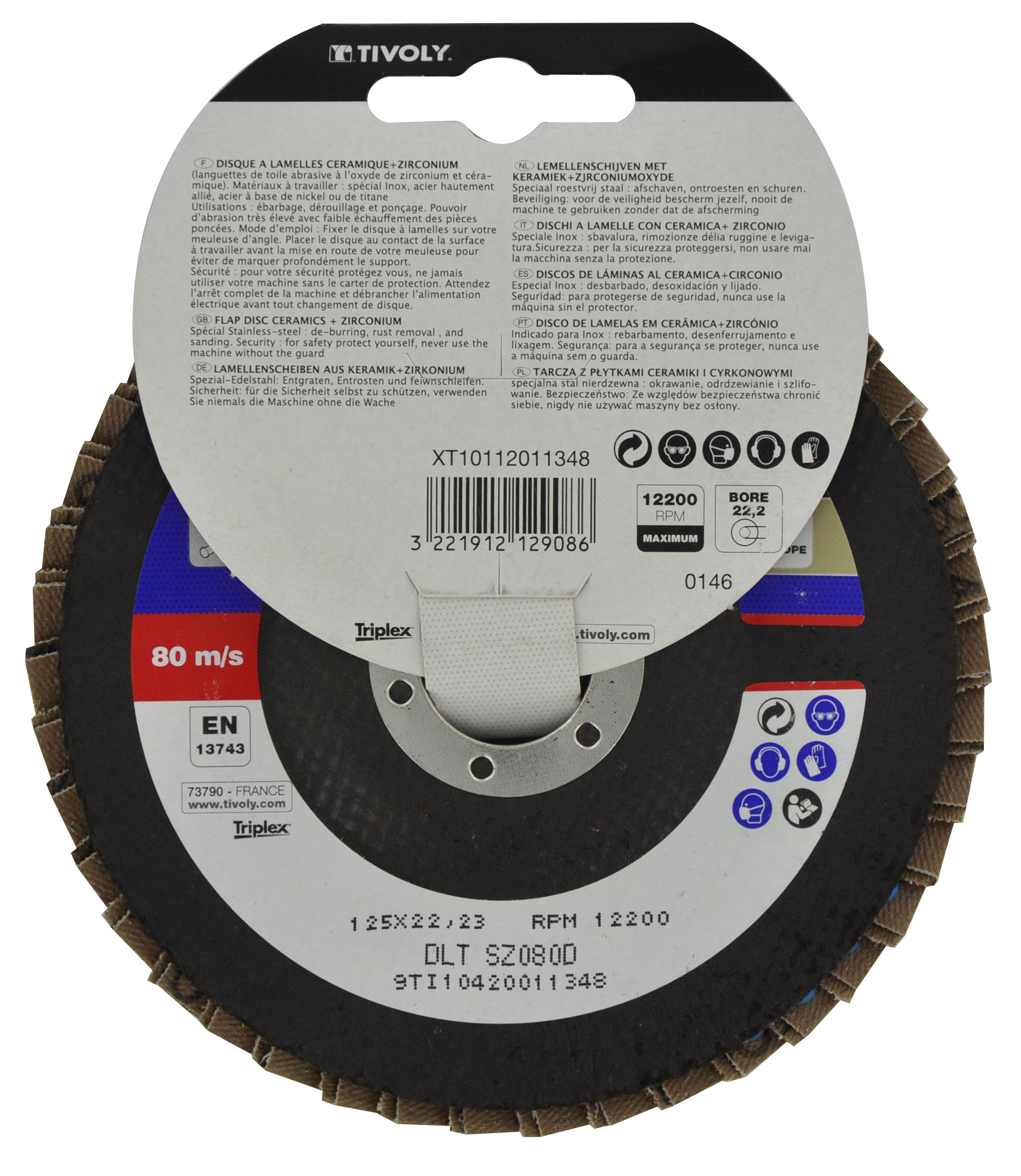 Disque LAMELLES CERAMIQUE & ZIRCONIUM / Dim Ø125 / Gr : 80 TIVOLY - XT10112011348