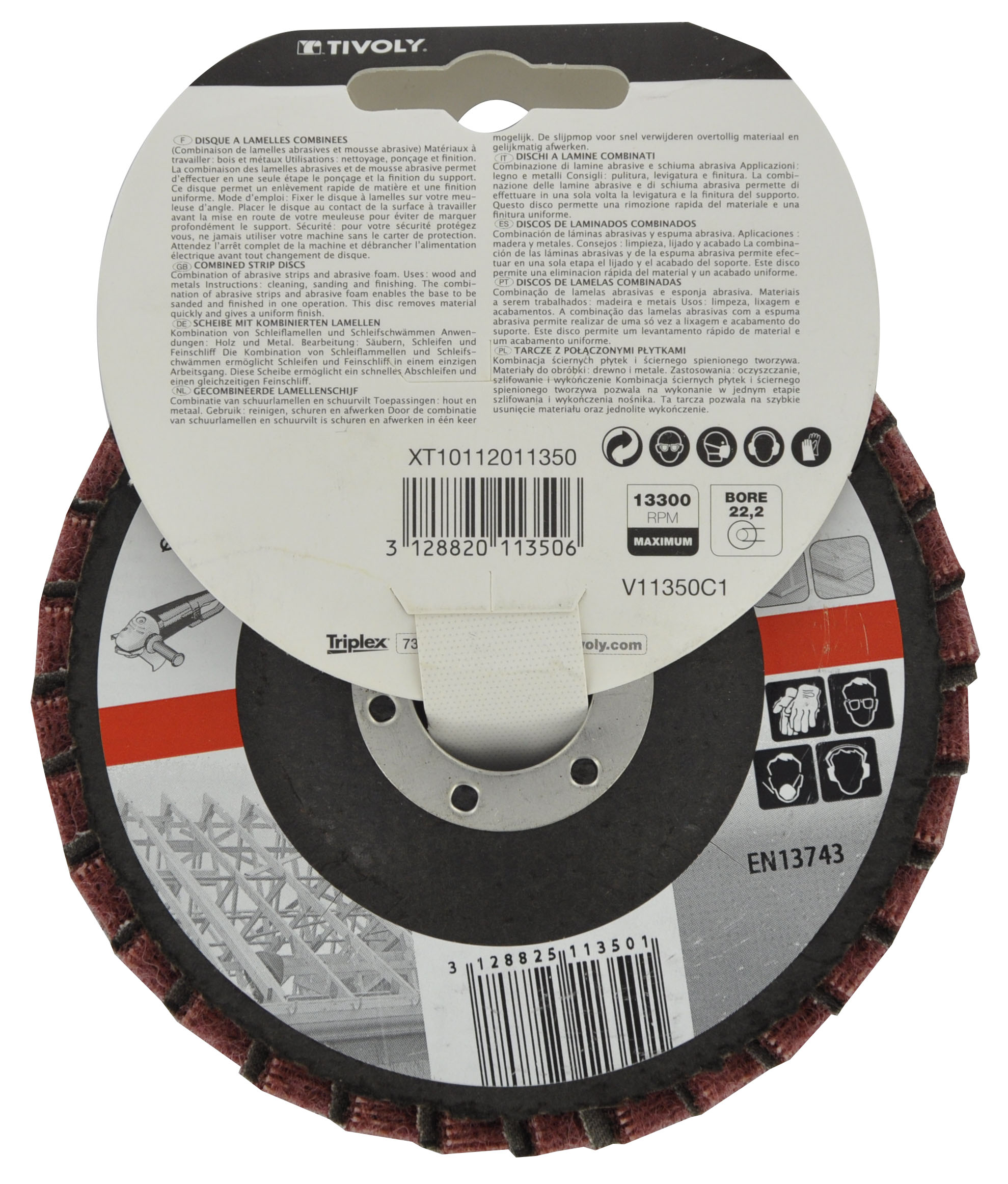 Disque LAMELLES COMBINE (Cartonnette brochable) / Dim Ø115 / Gr : 80 TIVOLY - XT10112011350