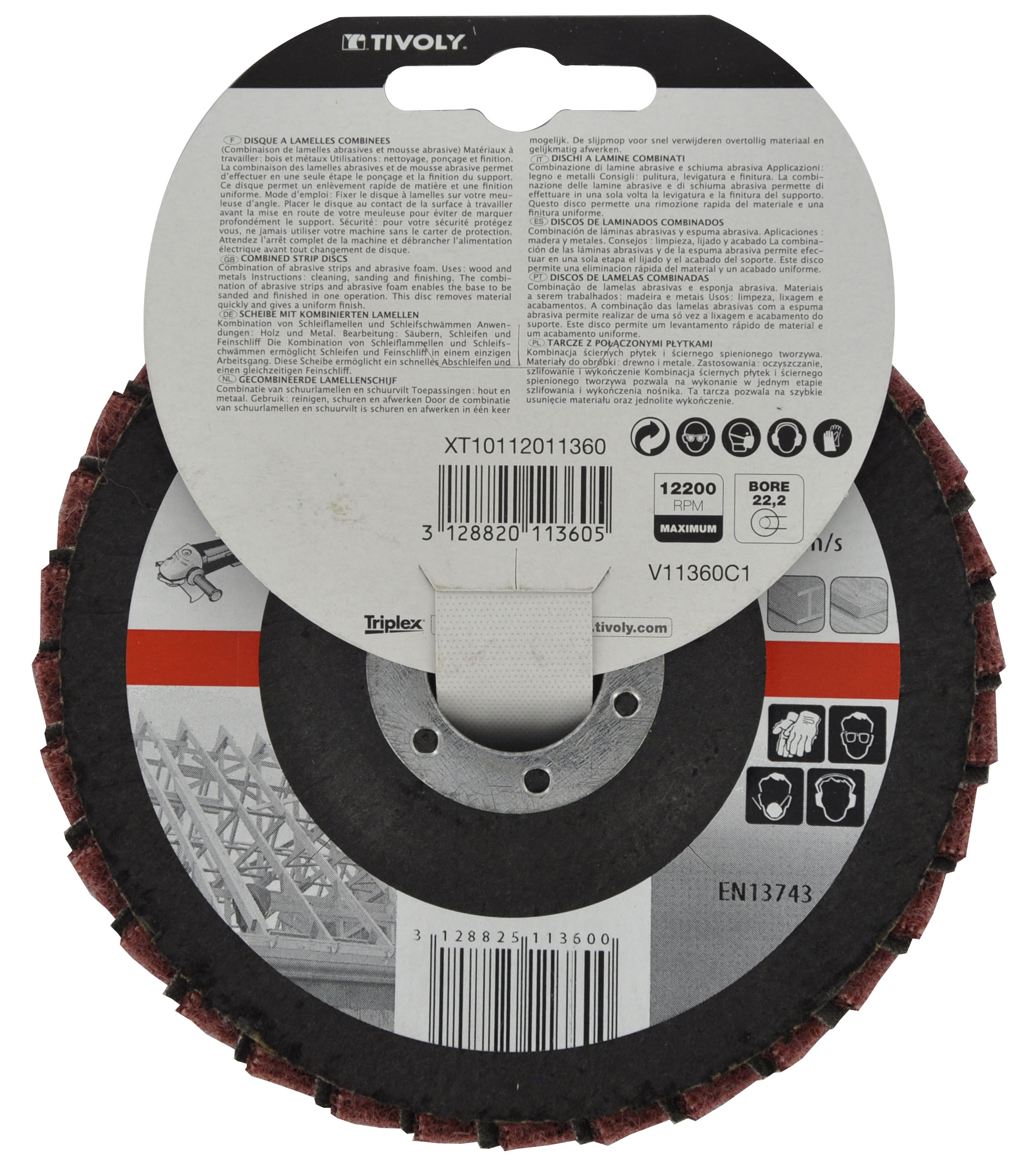 Disque LAMELLES COMBINE (Cartonnette brochable) / Dim Ø125 / Gr : 80 TIVOLY - XT10112011360