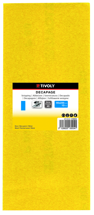 Patin NON-PERFORÉ -93x230mm -Pour ponceuse vibrante / Dim 93x230 / Gr : 40/80/120 TIVOLY - XT10121000088