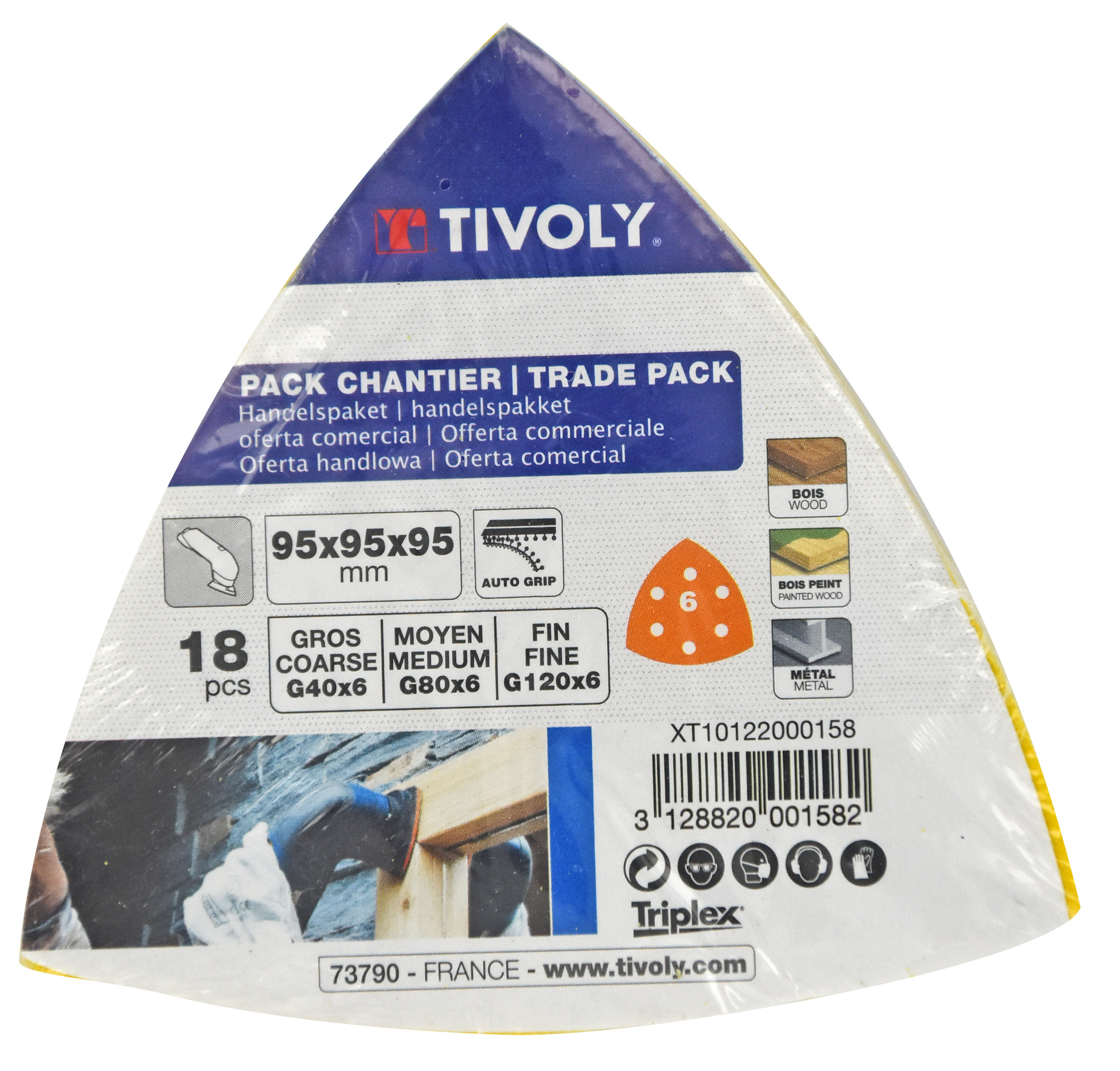 Patin AUTO-AGRIPPANT -95x95x95mm -Pour ponceuse Delta -Lot de 18 / Dim 95x95x95 / Gr : 40/80/120 TIVOLY - XT10122000158