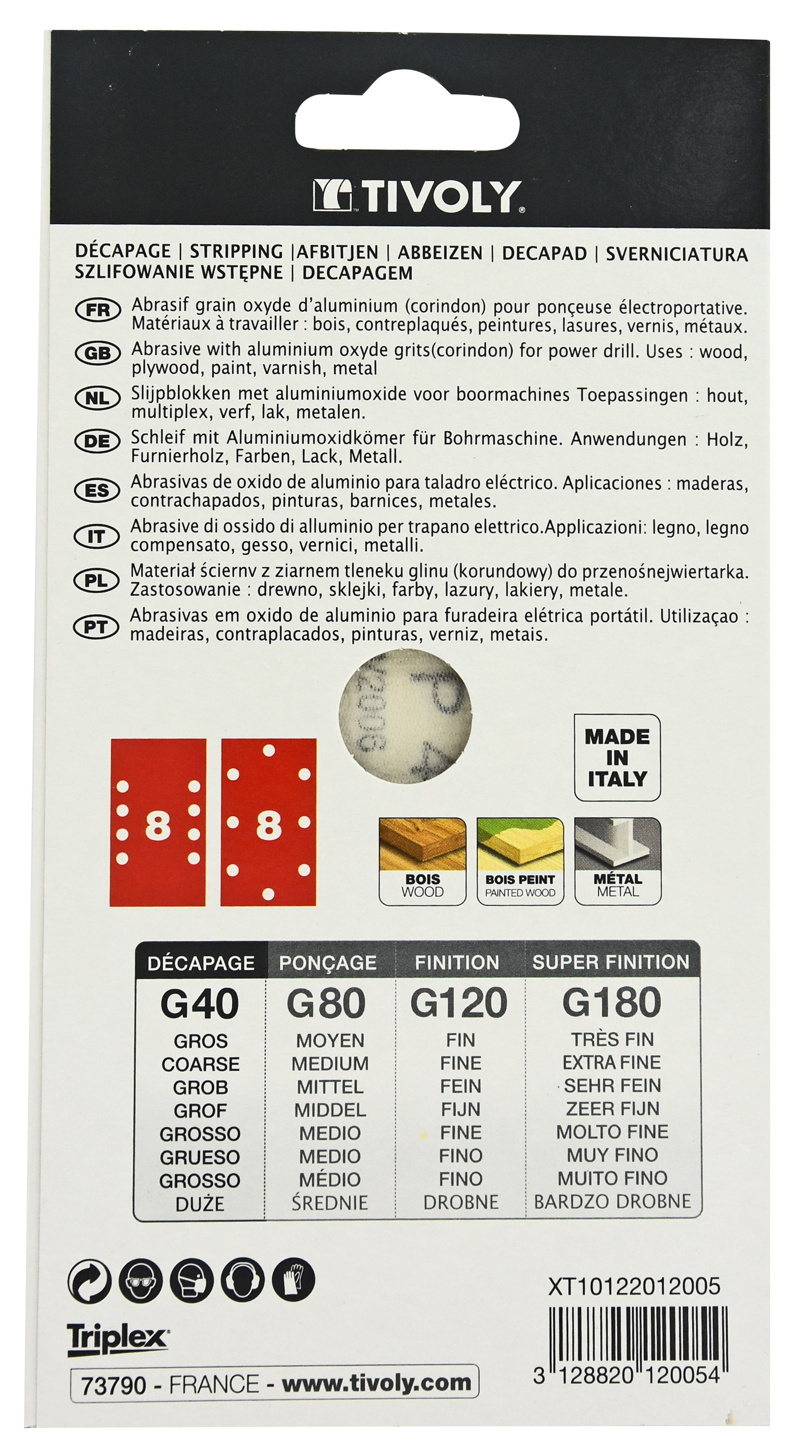 Patin AUTO-AGRIPPANT -93x190mm -Pour ponceuse vibrante / Dim 93x190 / Gr : 40 TIVOLY - XT10122012005