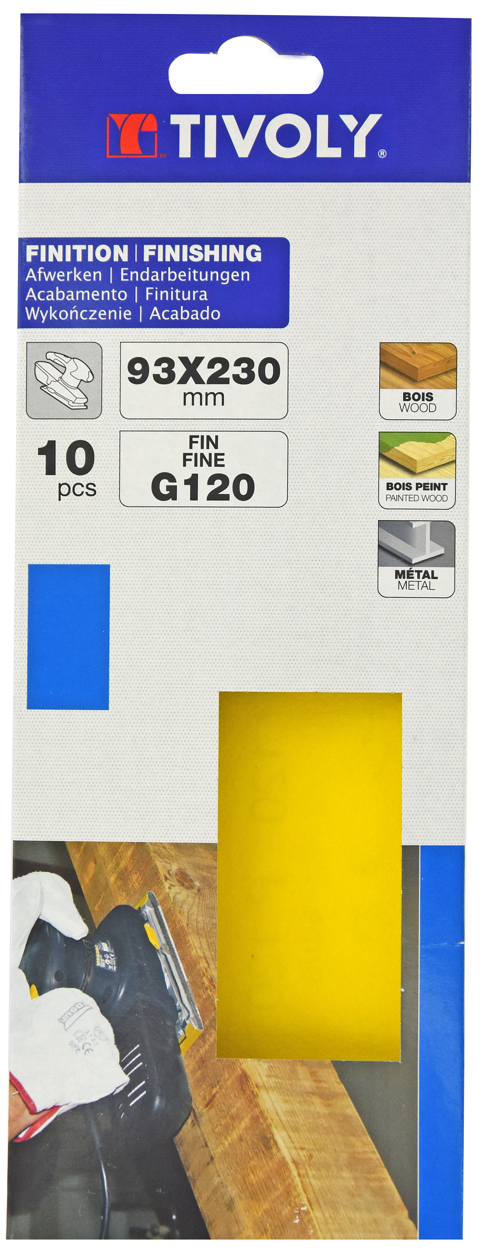 Patin NON-PERFORÉ -93x230mm -Pour ponceuse vibrante / Dim 93x230 / Gr : 40 TIVOLY - XT10122012100