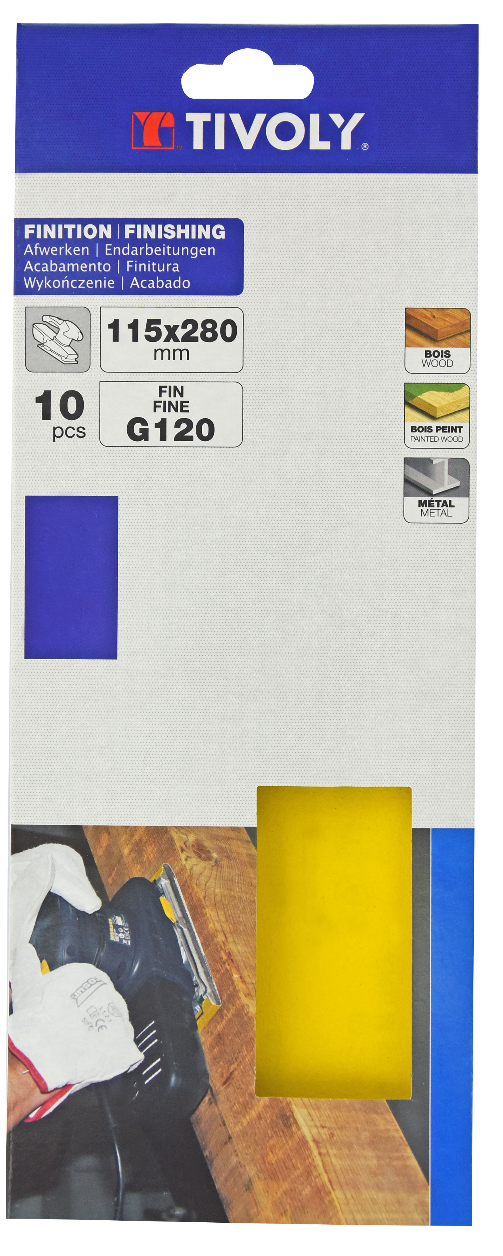 Patin NON-PERFORÉ -115x280mm -Pour ponceuse vibrante / Dim 115x280 / Gr : 120 TIVOLY - XT10122012202