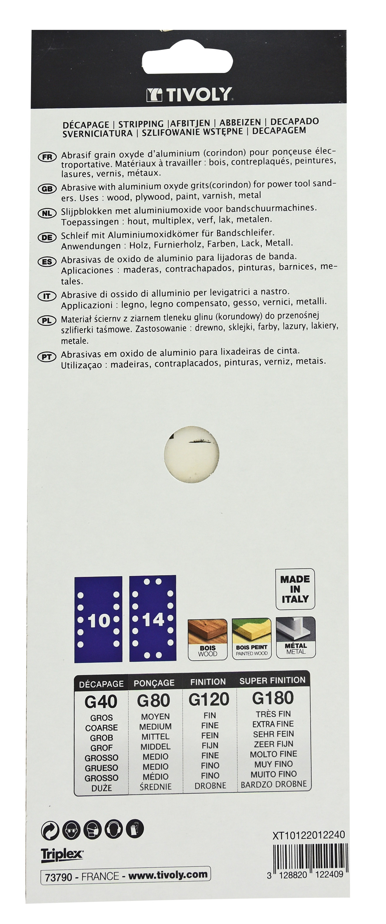 Patin PERFORÉ -115x280mm -Pour ponceuse vibrante / Dim 115x280 / Gr : 40 TIVOLY - XT10122012240