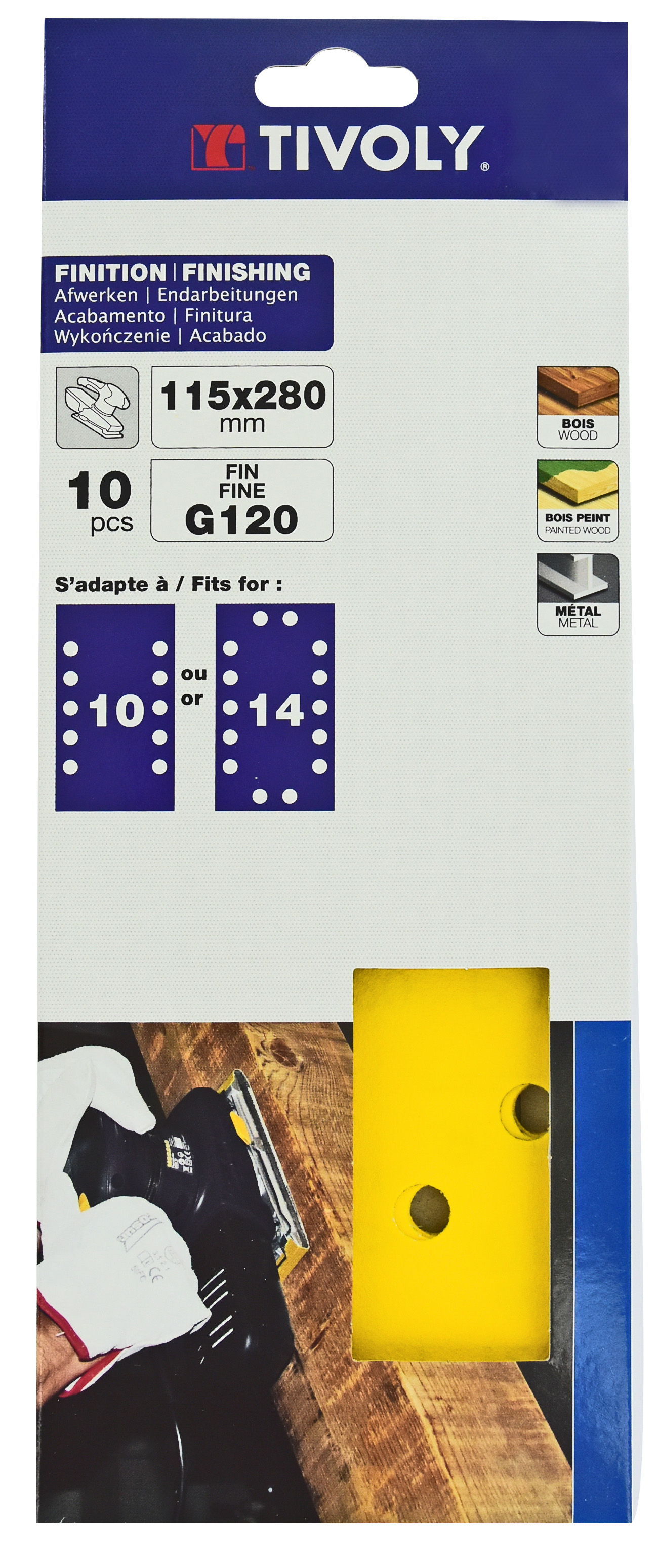 Patin PERFORÉ -115x280mm -Pour ponceuse vibrante / Dim 115x280 / Gr : 120 TIVOLY - XT10122012242