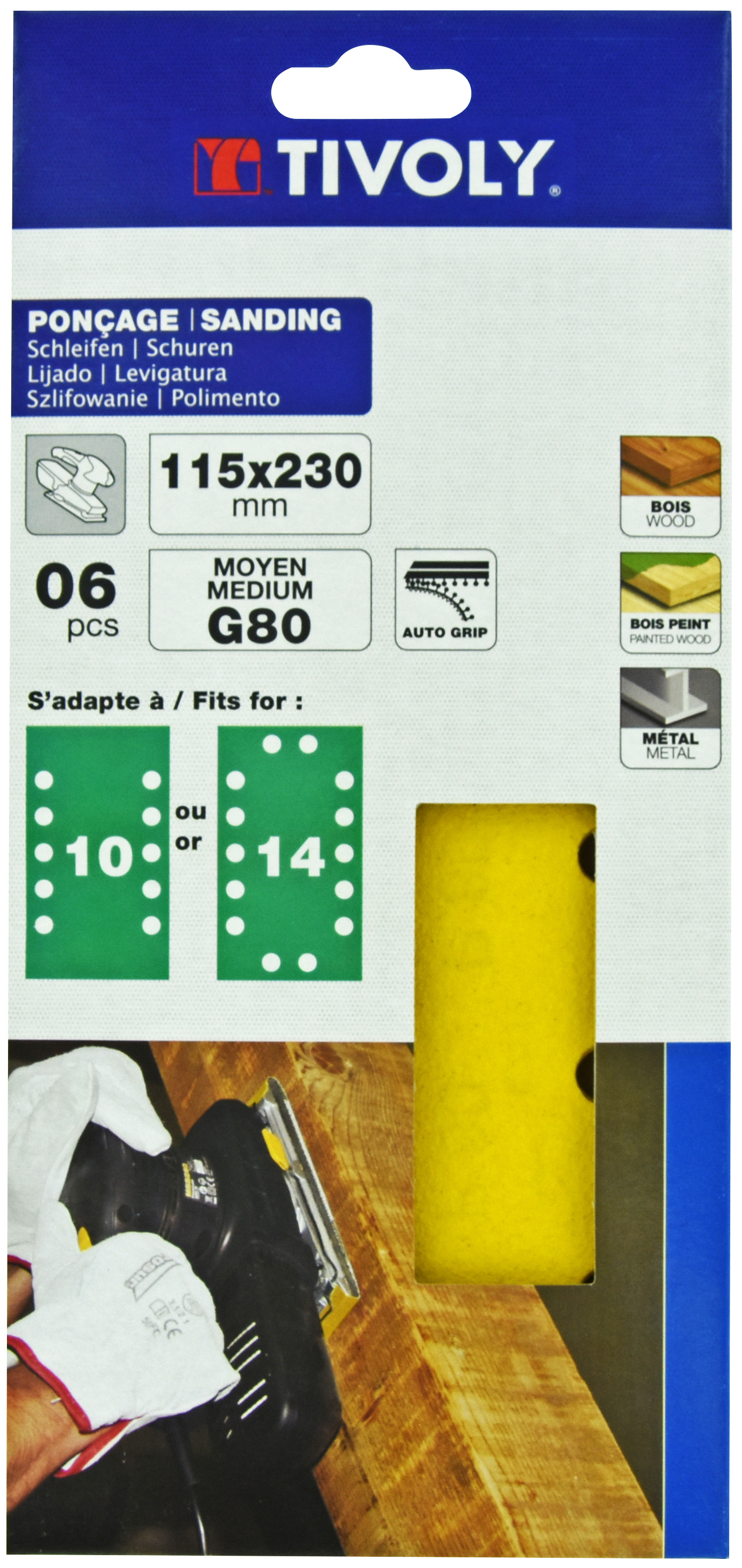 Patin AUTO-AGRIPPANT -115x230mm -Pour ponceuse vibrante / Dim 115x230 / Gr : 80 TIVOLY - XT10122012251