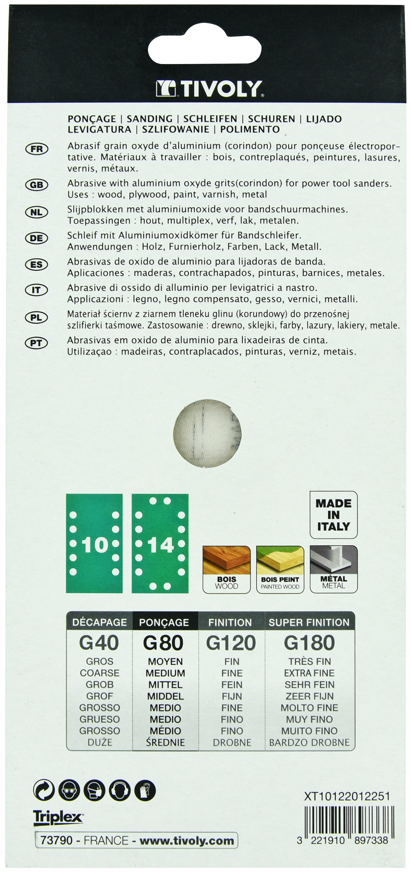 Patin AUTO-AGRIPPANT -115x230mm -Pour ponceuse vibrante / Dim 115x230 / Gr : 80 TIVOLY - XT10122012251