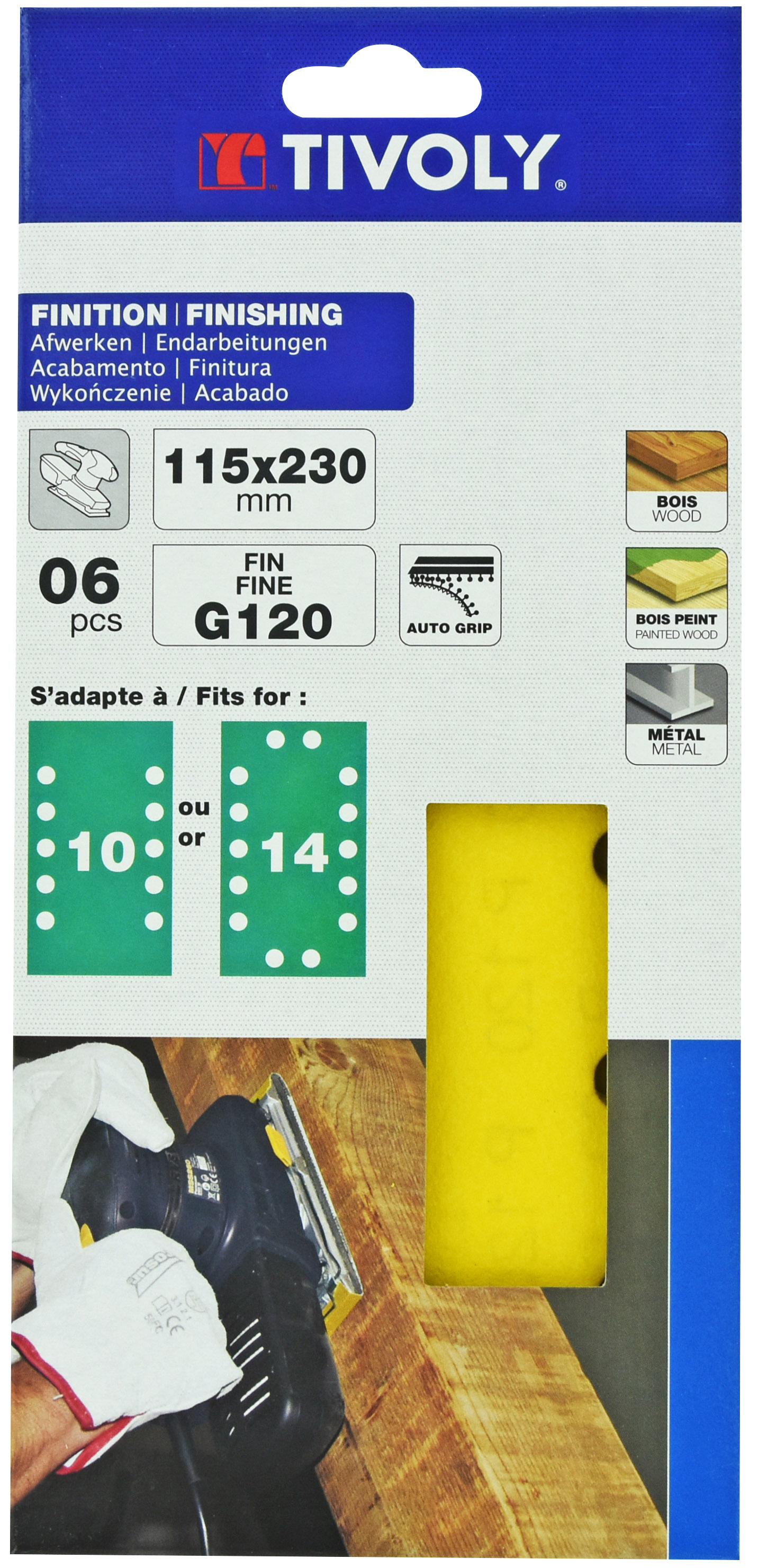 Patin AUTO-AGRIPPANT -115x230mm -Pour ponceuse vibrante / Dim 115x230 / Gr : 120 TIVOLY - XT10122012252
