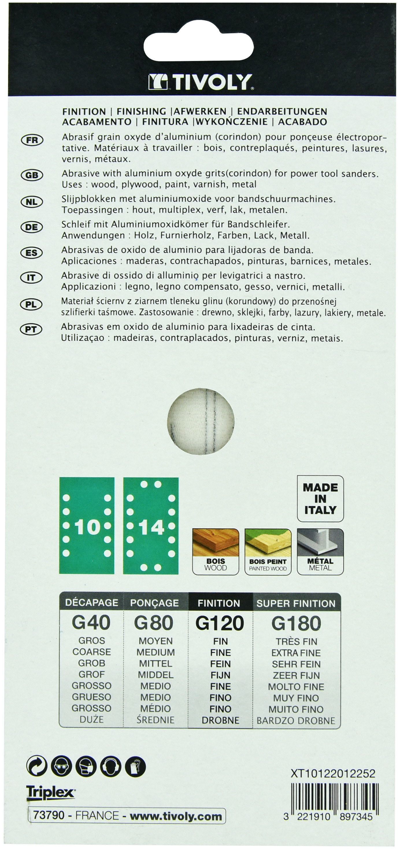 Patin AUTO-AGRIPPANT -115x230mm -Pour ponceuse vibrante / Dim 115x230 / Gr : 120 TIVOLY - XT10122012252