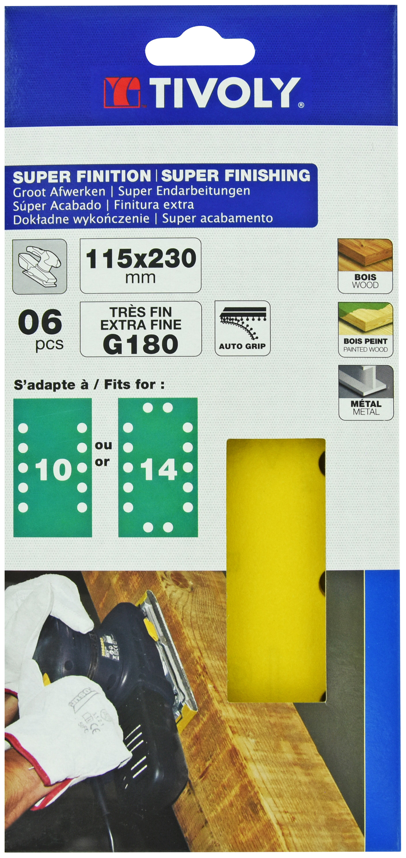 Patin AUTO-AGRIPPANT -115x230mm -Pour ponceuse vibrante / Dim 115x230 / Gr : 180 TIVOLY - XT10122012253