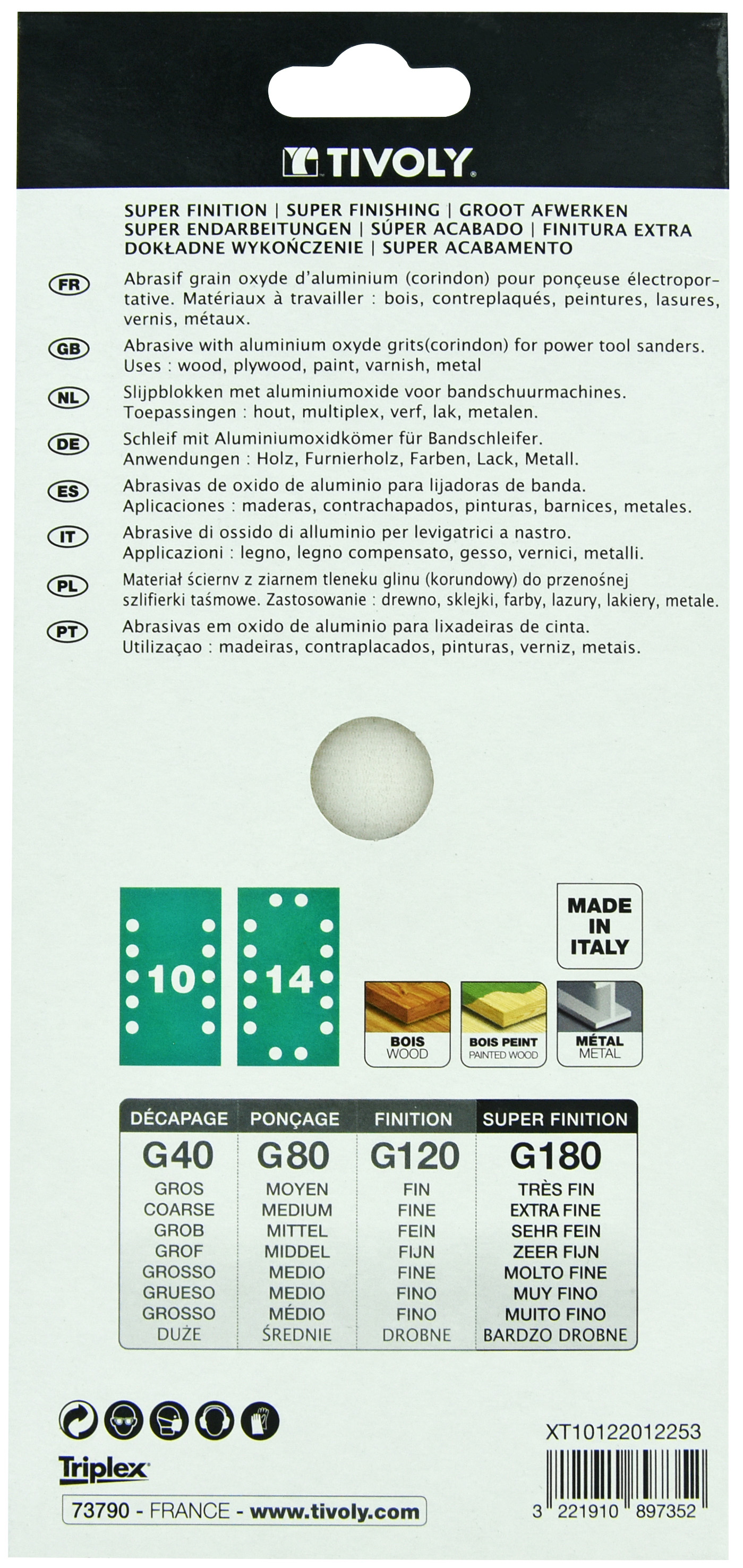 Patin AUTO-AGRIPPANT -115x230mm -Pour ponceuse vibrante / Dim 115x230 / Gr : 180 TIVOLY - XT10122012253