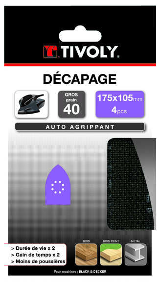 Patin MAILLE -AUTO-AGRIPPANT -175x105mm -Pour ponceuse multi / Dim 175x105 / Gr : 80 TIVOLY - XT10122019031
