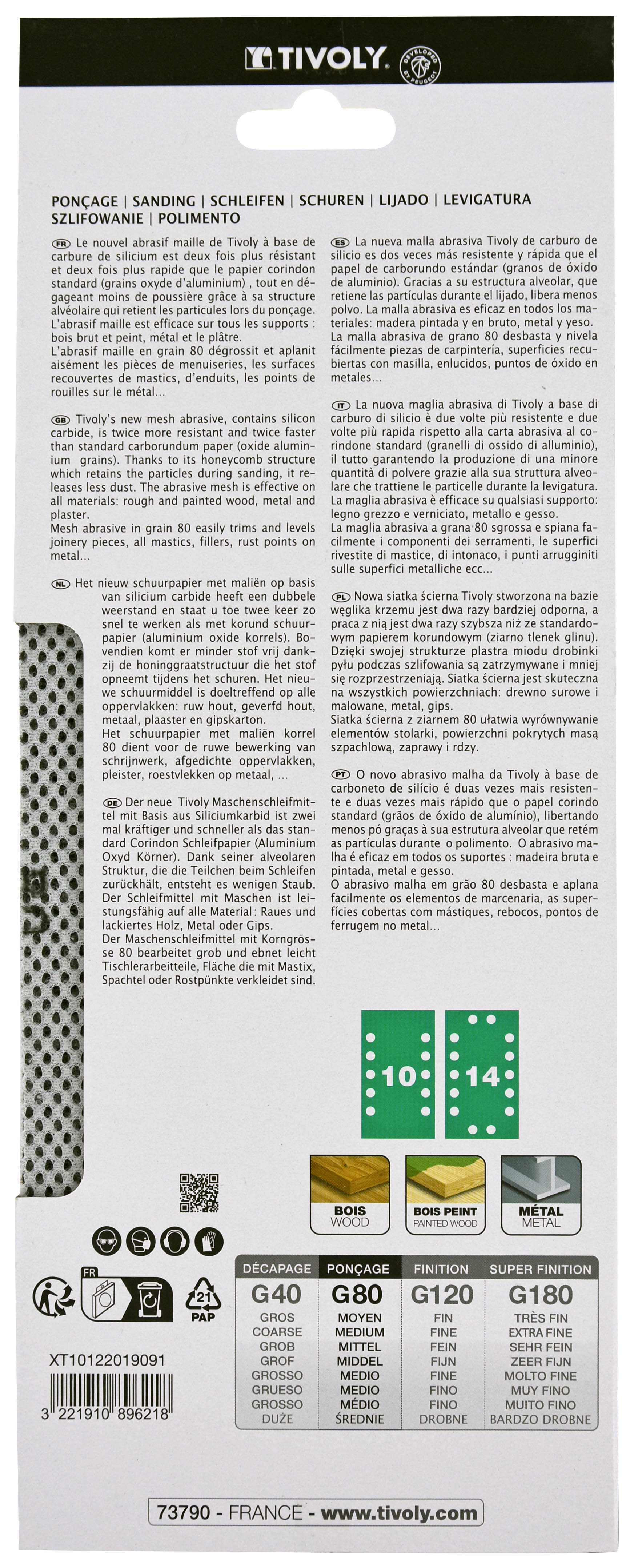 Patin MAILLE -AUTO-AGRIPPANT -115x230mm -Pour ponceuse vibrante / Dim 115x230 / Gr : 80 TIVOLY - XT10122019091