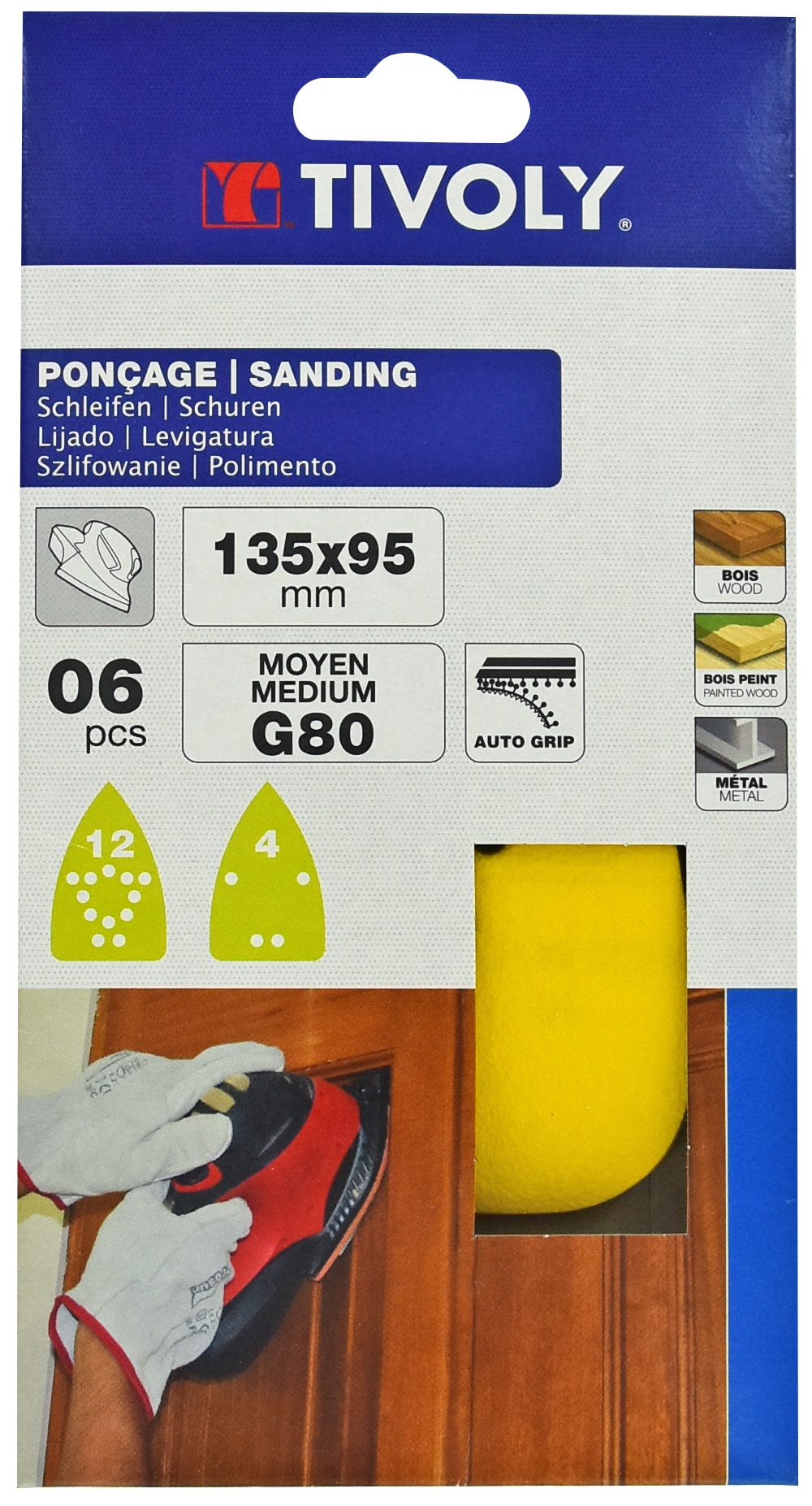 Patin AUTO-AGRIPPANT -135x95mm -Pour ponceuse Mouse B&D / Dim 135x95 / Gr : 80 TIVOLY - XT10122022241