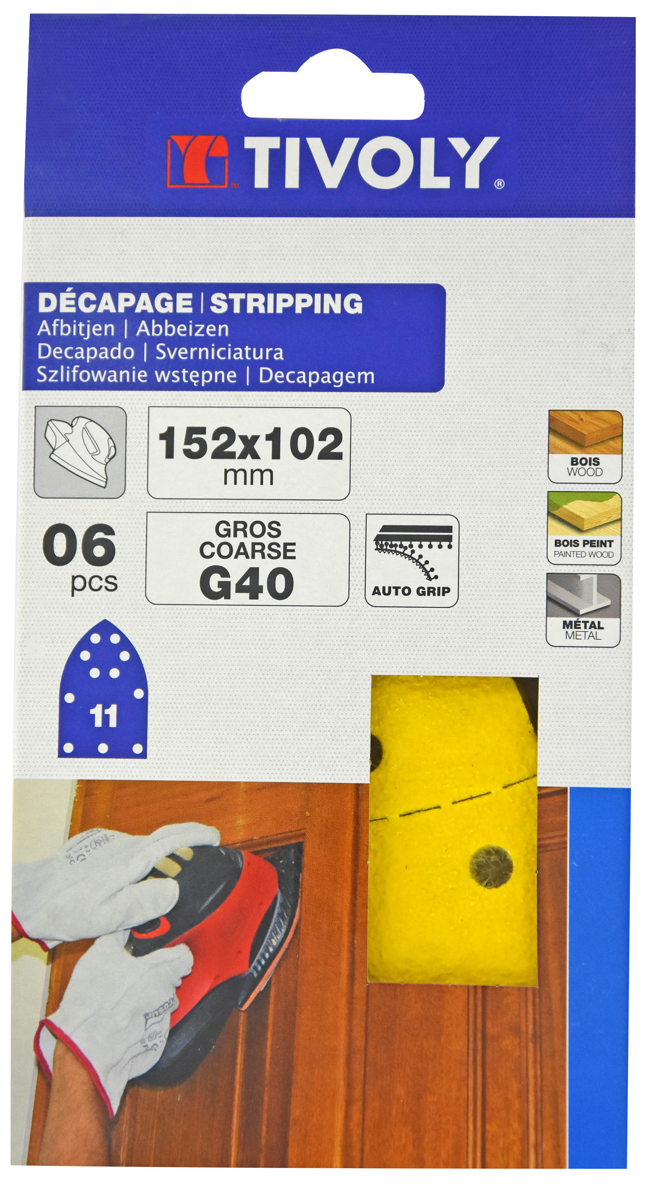 Patin AUTO AGRIPPANT -152x102mm -Pour ponceuse Multi / Dim 152x102 / Gr : 120 TIVOLY - XT10122022252