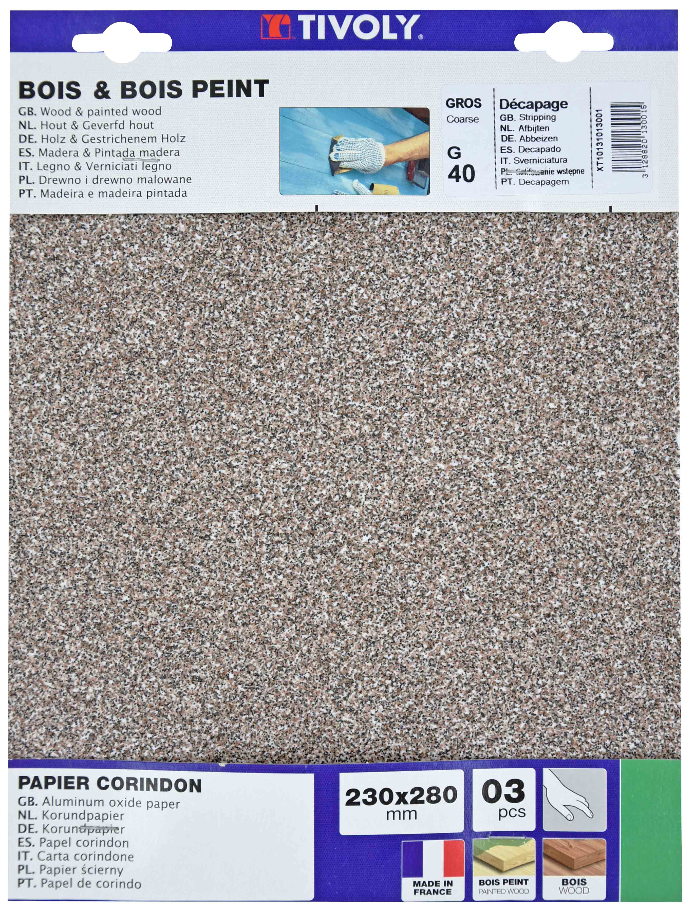 Feuilles Abrasives CORINDON -230x280mm / Dim 230x280 / Gr : 40 TIVOLY - XT10131013001