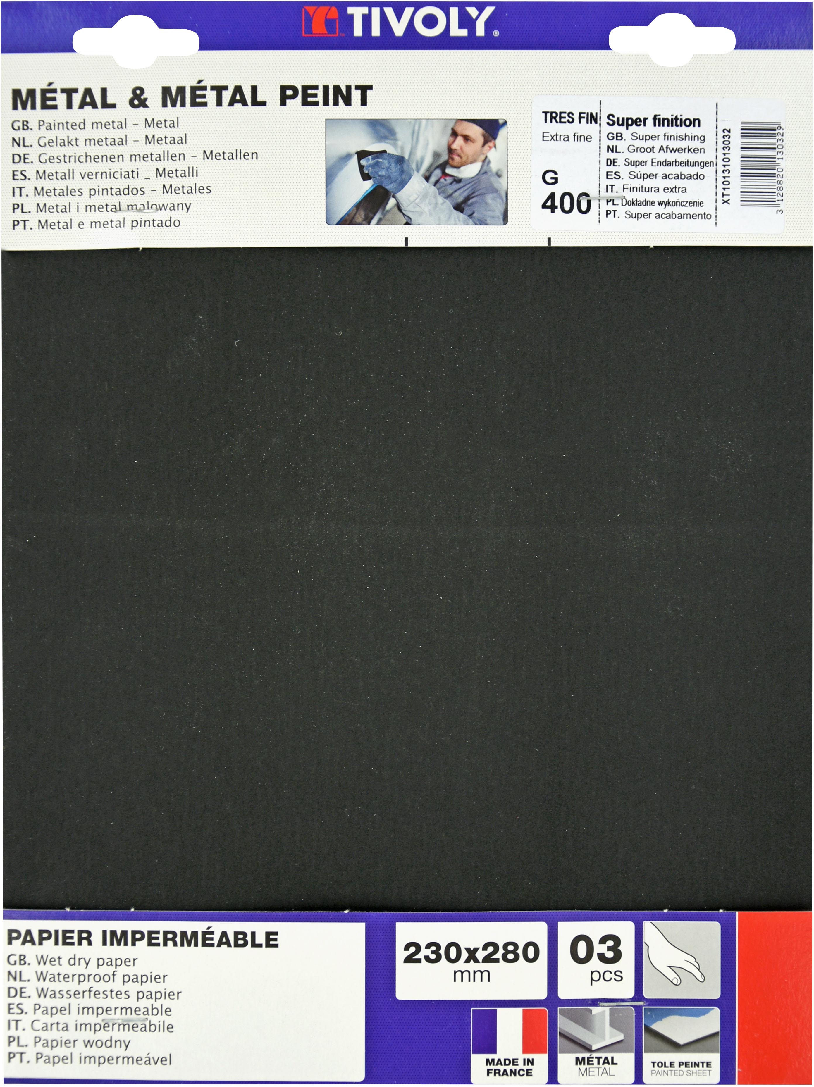 Feuilles Abrasives IMPERMÉABLE -230x280mm / Dim 230x280 / Gr : 180 TIVOLY - XT10131013030