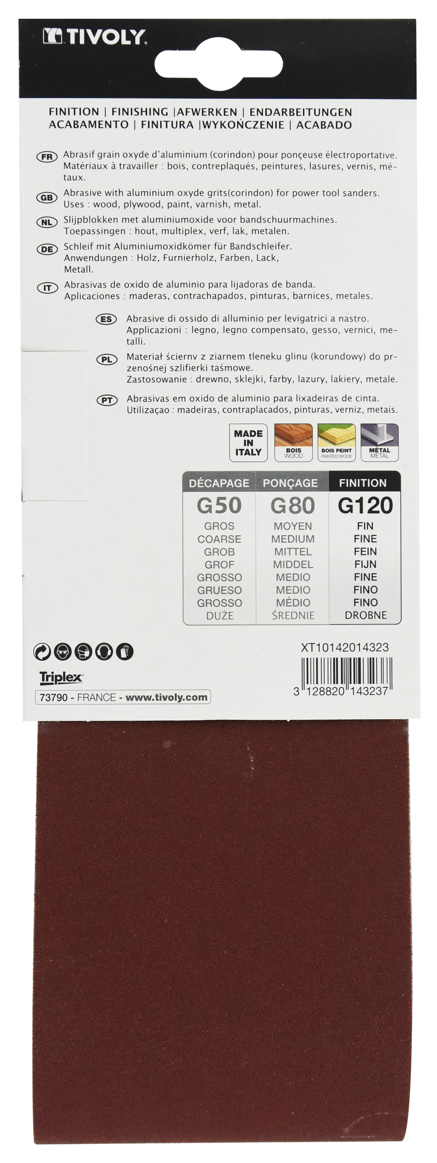 Bande SANS FIN -100x610mm -Pour ponceuse à Bande sans fin / Dim 100x610 / Gr : 120 TIVOLY - XT10142014323