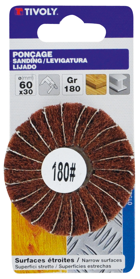 Roue à LAMELLES MIXTES (Cartonnette brochable) / Dim Ø60x30 / Gr : 180 TIVOLY - XT10152015035