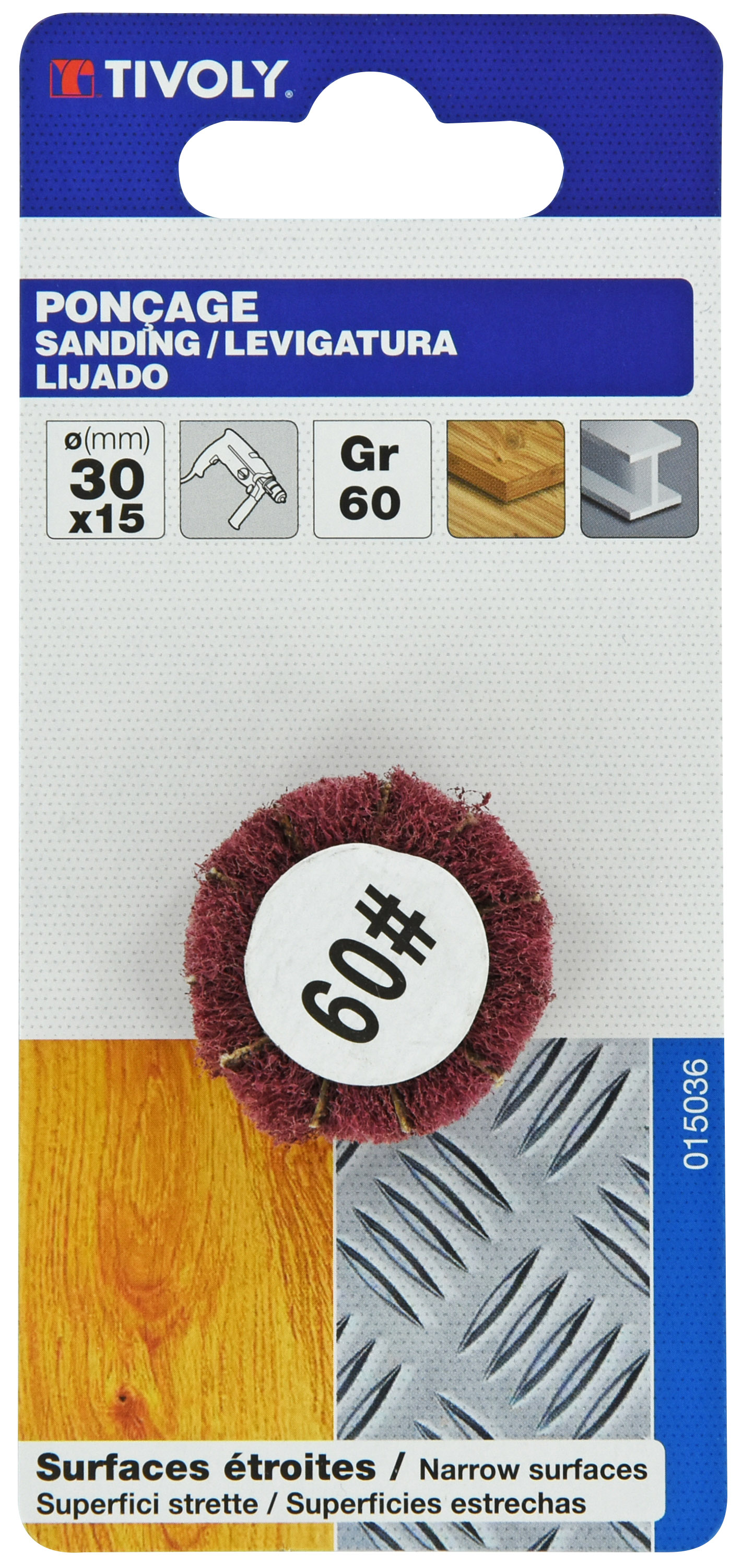 Roue à LAMELLES MIXTES (Cartonnette brochable) / Dim Ø30x15 / Gr : 60 TIVOLY - XT10152015036
