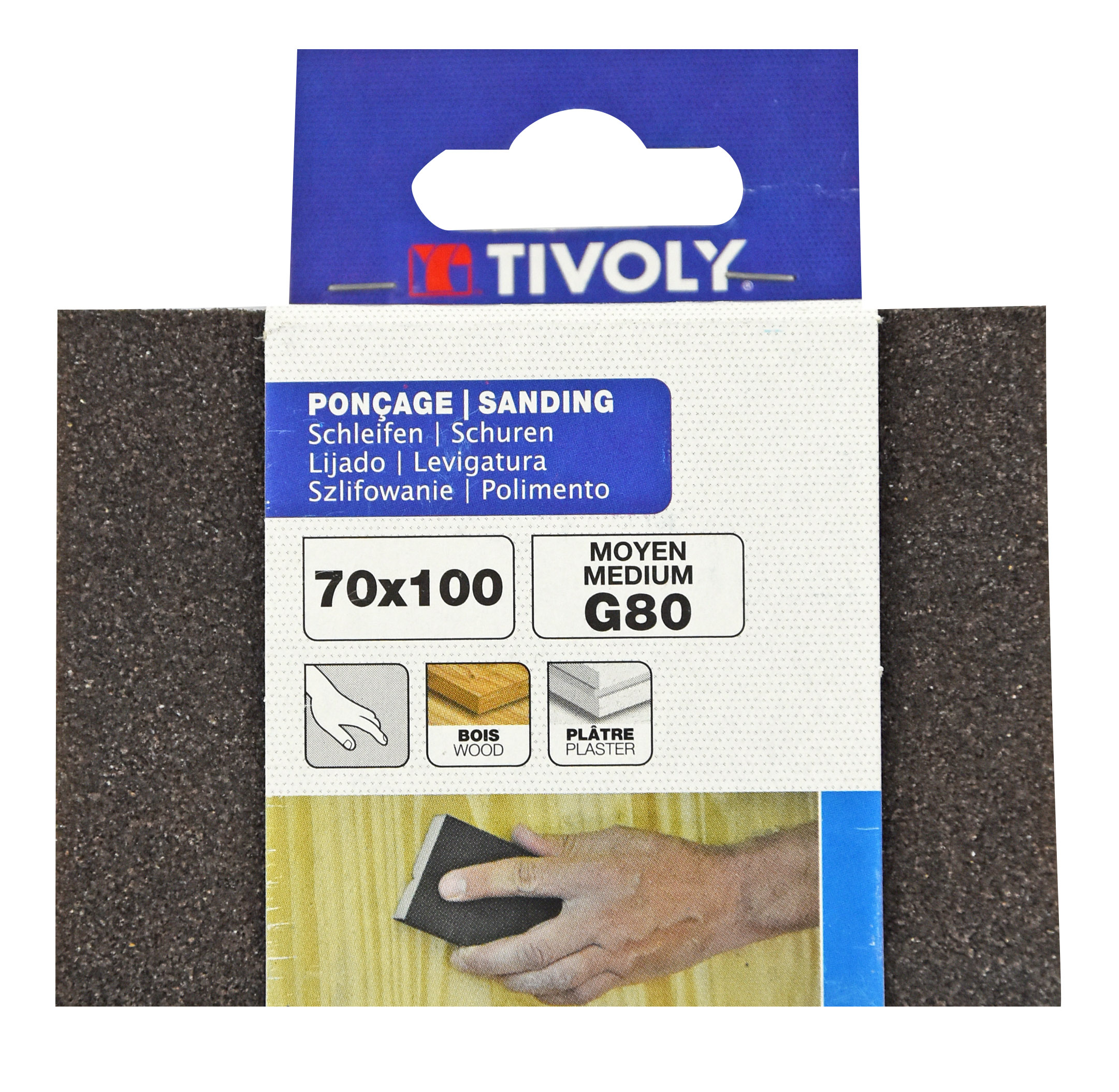 Éponge enduite Abrasive 70x100mm / Dim 70x100 / Gr : 120 TIVOLY - XT10152015071