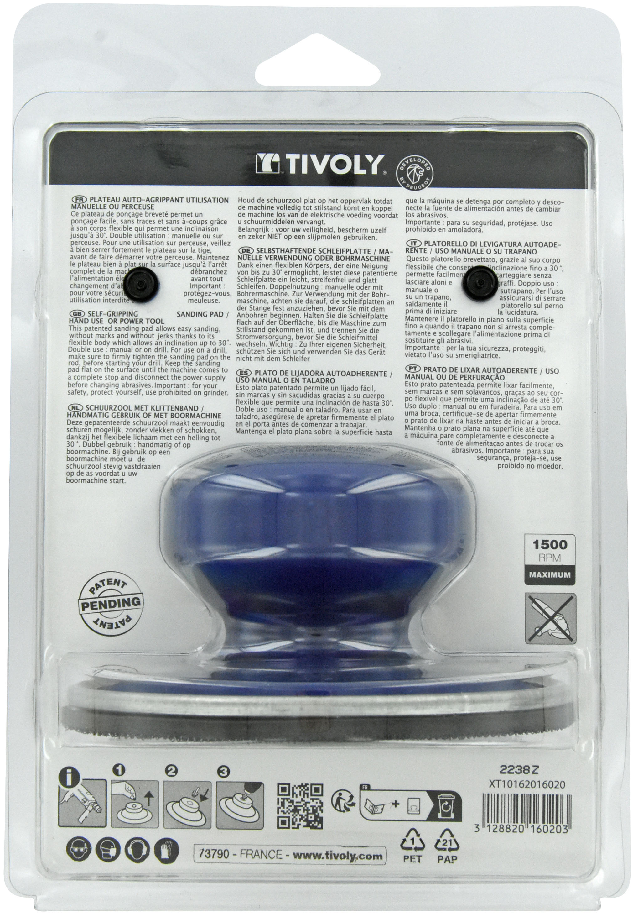 Plateau ponceur auto-agrippant STABIFLEX Ø 125mm TIVOLY - XT10162016020