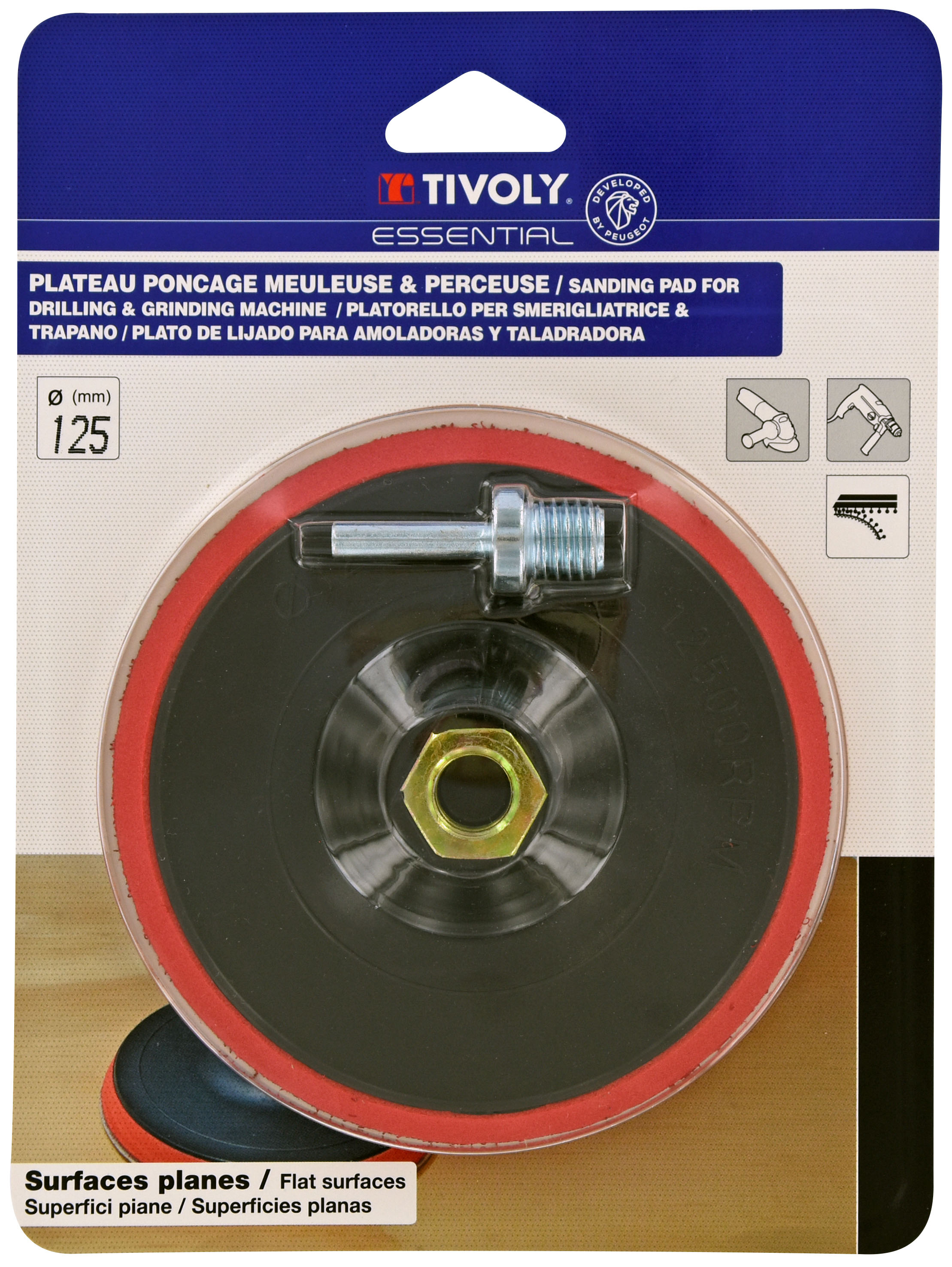 Plateau ponceur auto agrippant - mixte : meuleuse/perceuse Ø 125mm TIVOLY - XT10162016022