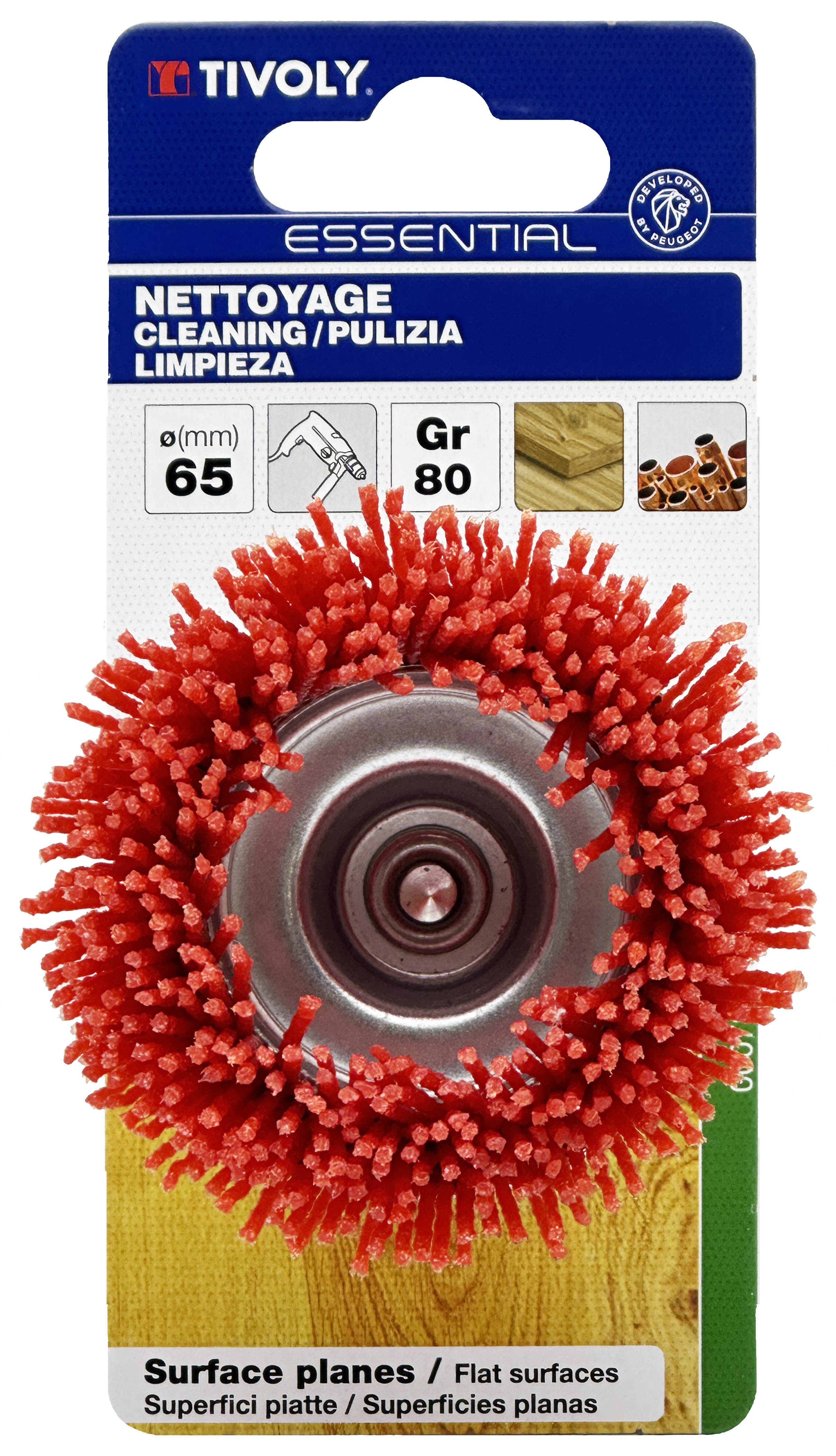 Brosse COUPE -Fil nylon rouge -Décapage du bois / Ø: 65 / TIVOLY - XT20222000780