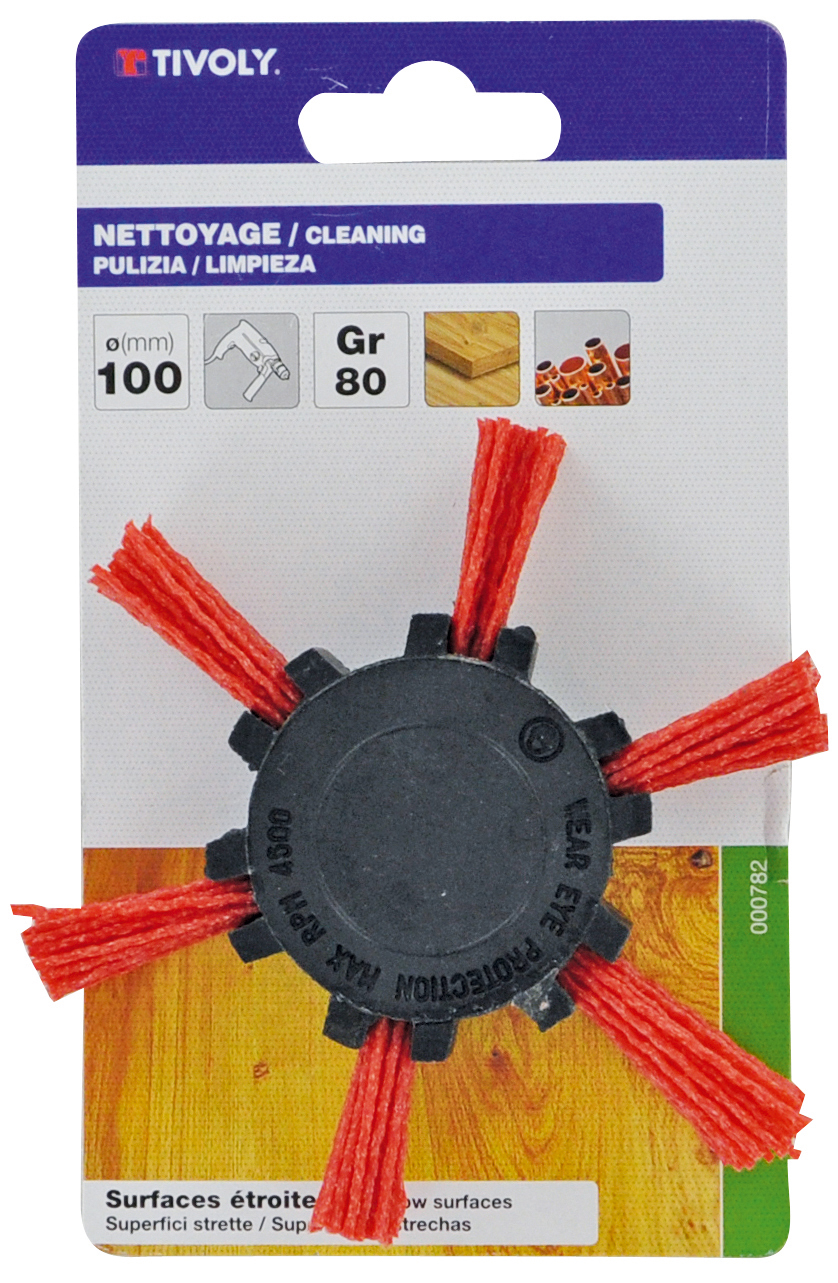 Brosse EVENTAIL -Fil nylon rouge -Décapage du bois / Ø: 100 / TIVOLY - XT20222000782