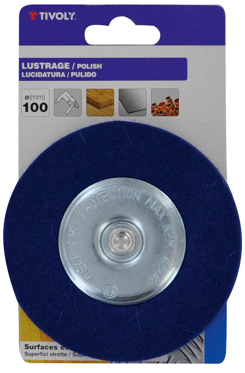 Brosse CIRCULAIRE -Feutre -Lustrage bois vernis, métal / Ø: 100 / TIVOLY - XT20252000229