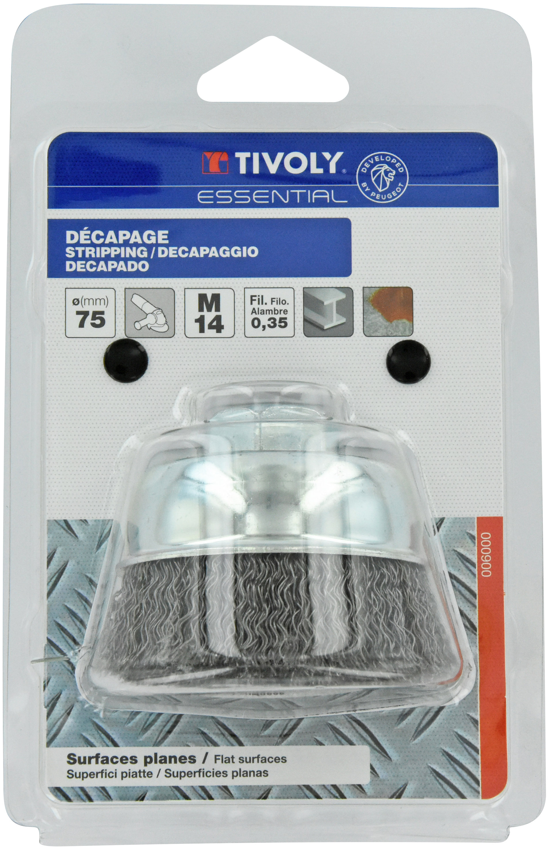 Brosse COUPE -Fil acier ondulé -Décapage du métal (Blister) / Ø: 75 / 0.35 TIVOLY - XT20252006000