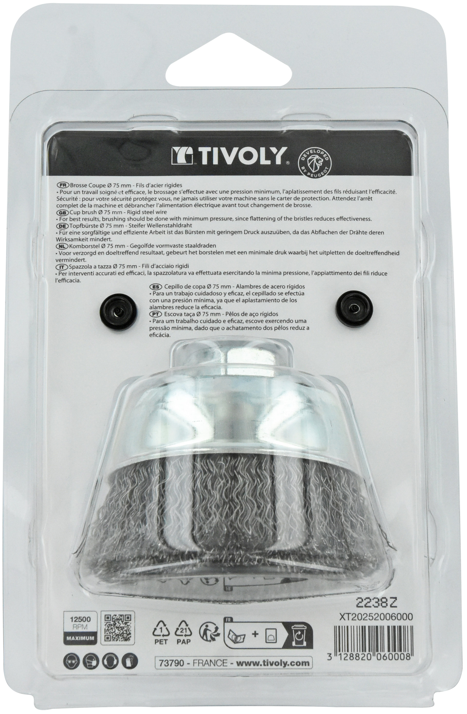 Brosse COUPE -Fil acier ondulé -Décapage du métal (Blister) / Ø: 75 / 0.35 TIVOLY - XT20252006000