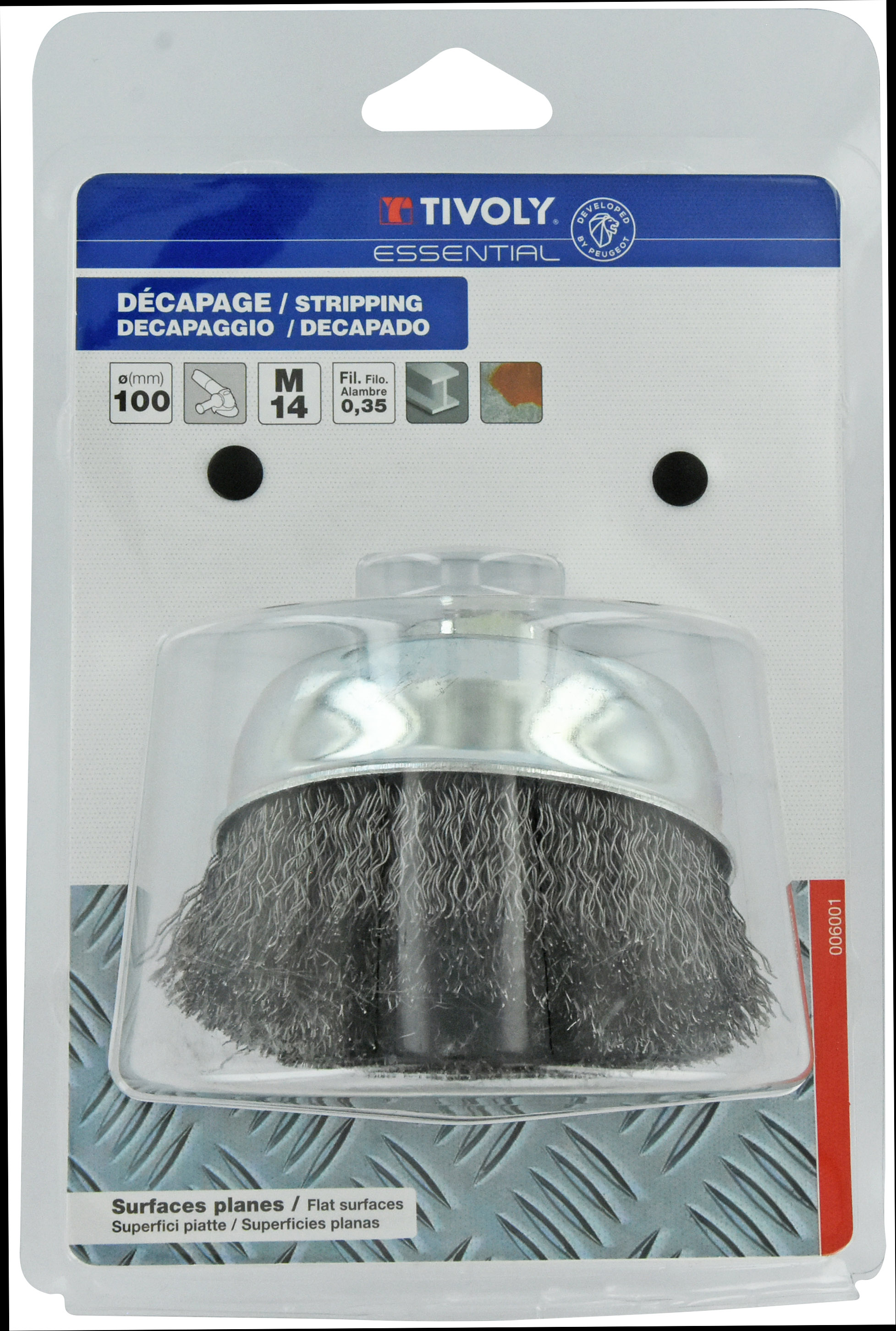 Brosse COUPE -Fil acier ondulé -Décapage du métal (Blister) / Ø: 100 / 0.35 TIVOLY - XT20252006001