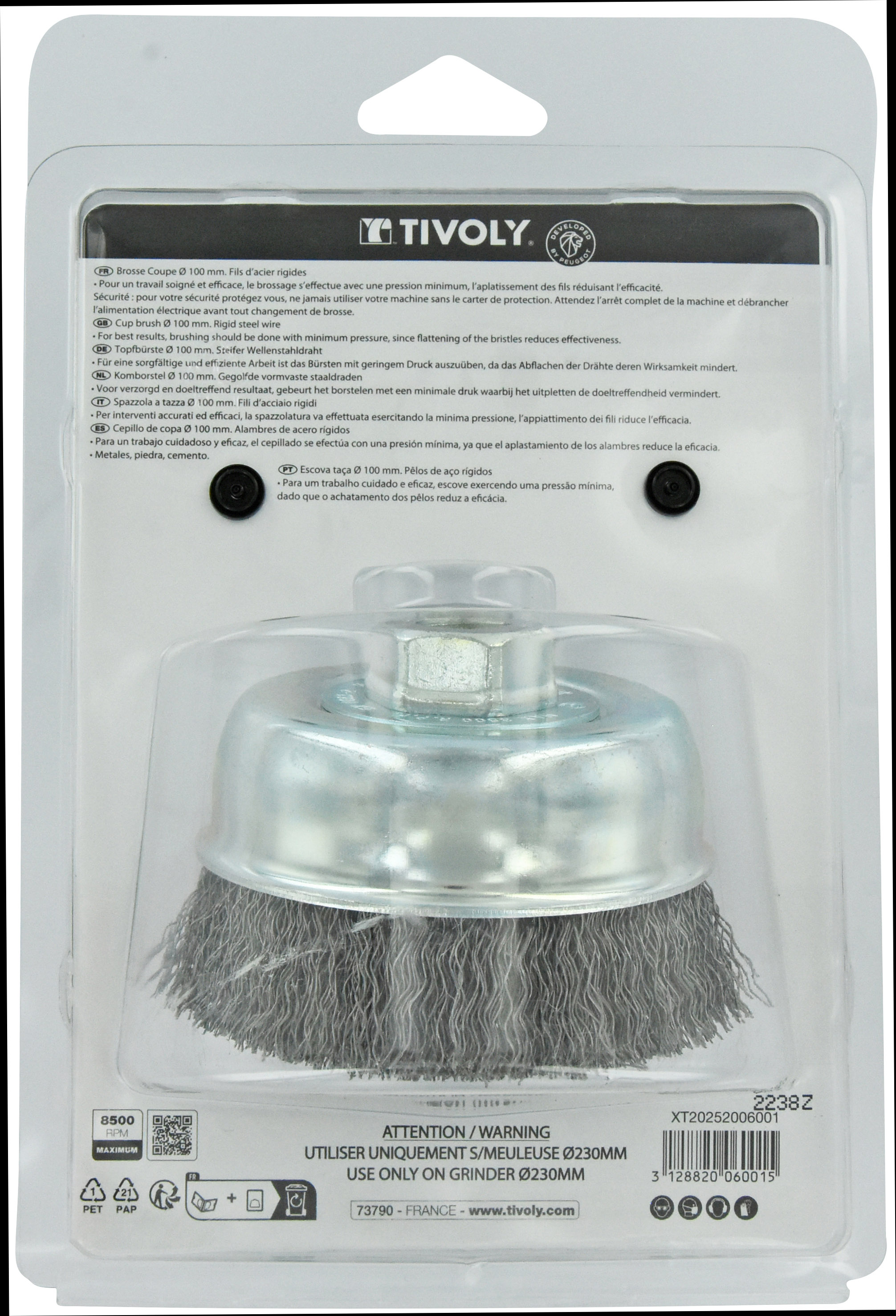 Brosse COUPE -Fil acier ondulé -Décapage du métal (Blister) / Ø: 100 / 0.35 TIVOLY - XT20252006001