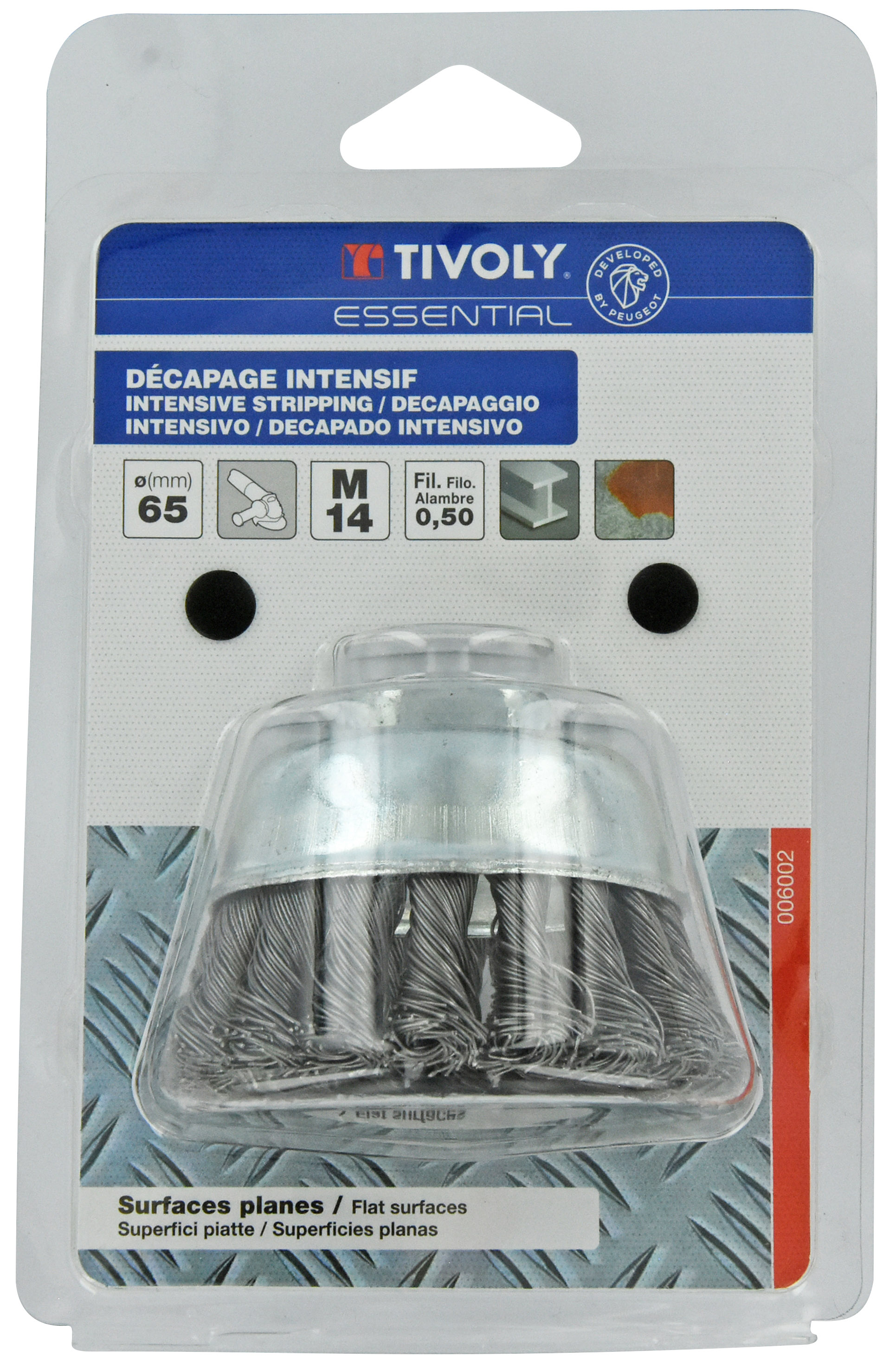 Brosse COUPE -Fil acier torsadé -Gros décapage du métal / Ø: 65 / 0.35 TIVOLY - XT20252006002