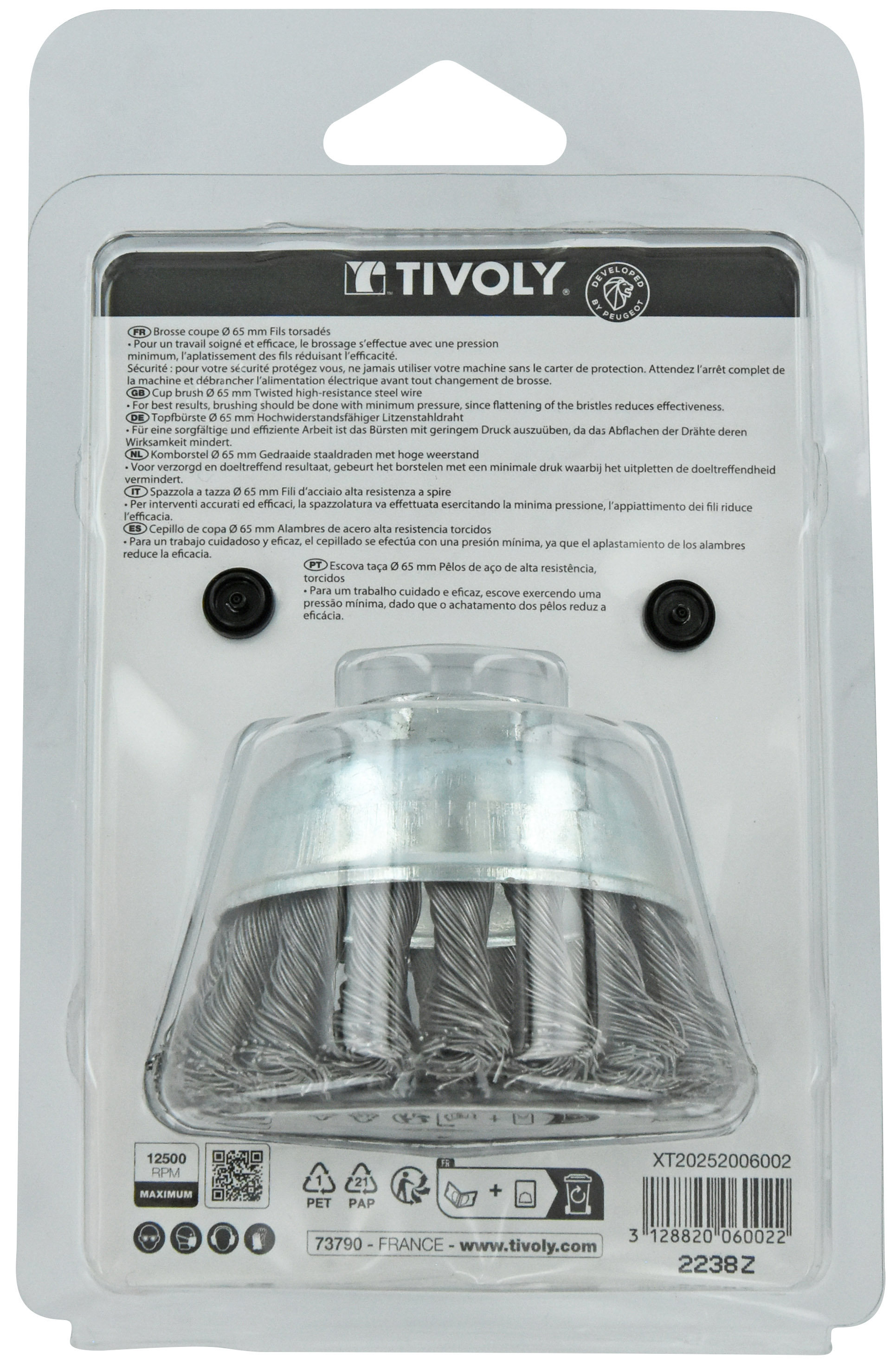 Brosse COUPE -Fil acier torsadé -Gros décapage du métal / Ø: 65 / 0.35 TIVOLY - XT20252006002