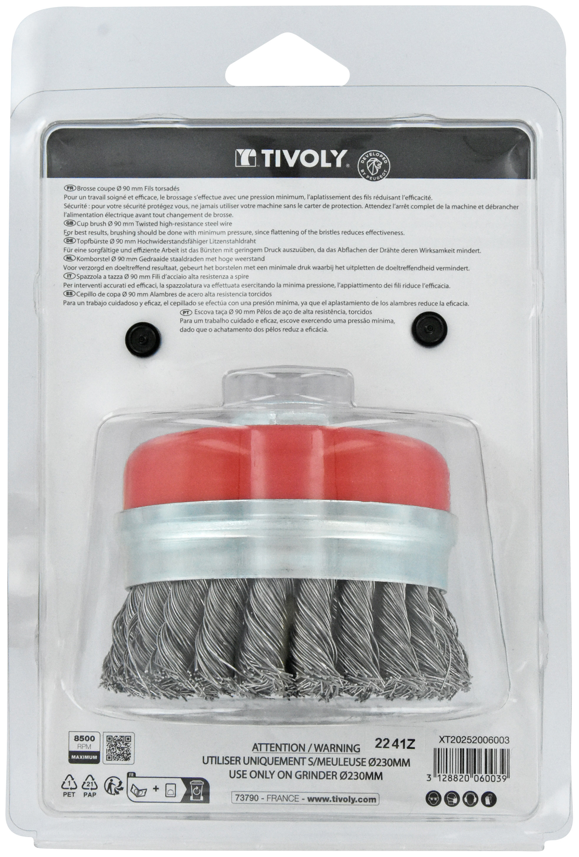 Brosse COUPE -Fil acier torsadé -Gros décapage du métal / Ø: 90 / 0.5 TIVOLY - XT20252006003