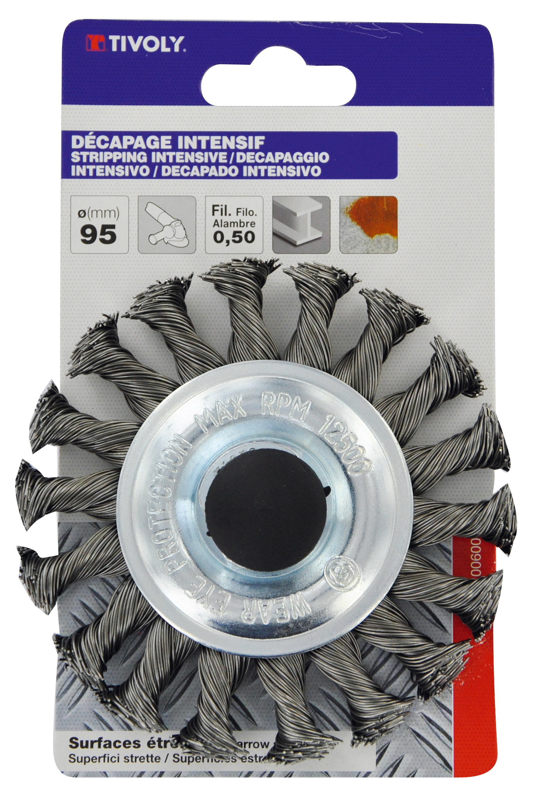 Brosse CIRCULAIRE -Fil acier torsadé -Décapage du métal / Ø: 95 / 0.5 TIVOLY - XT20252006005