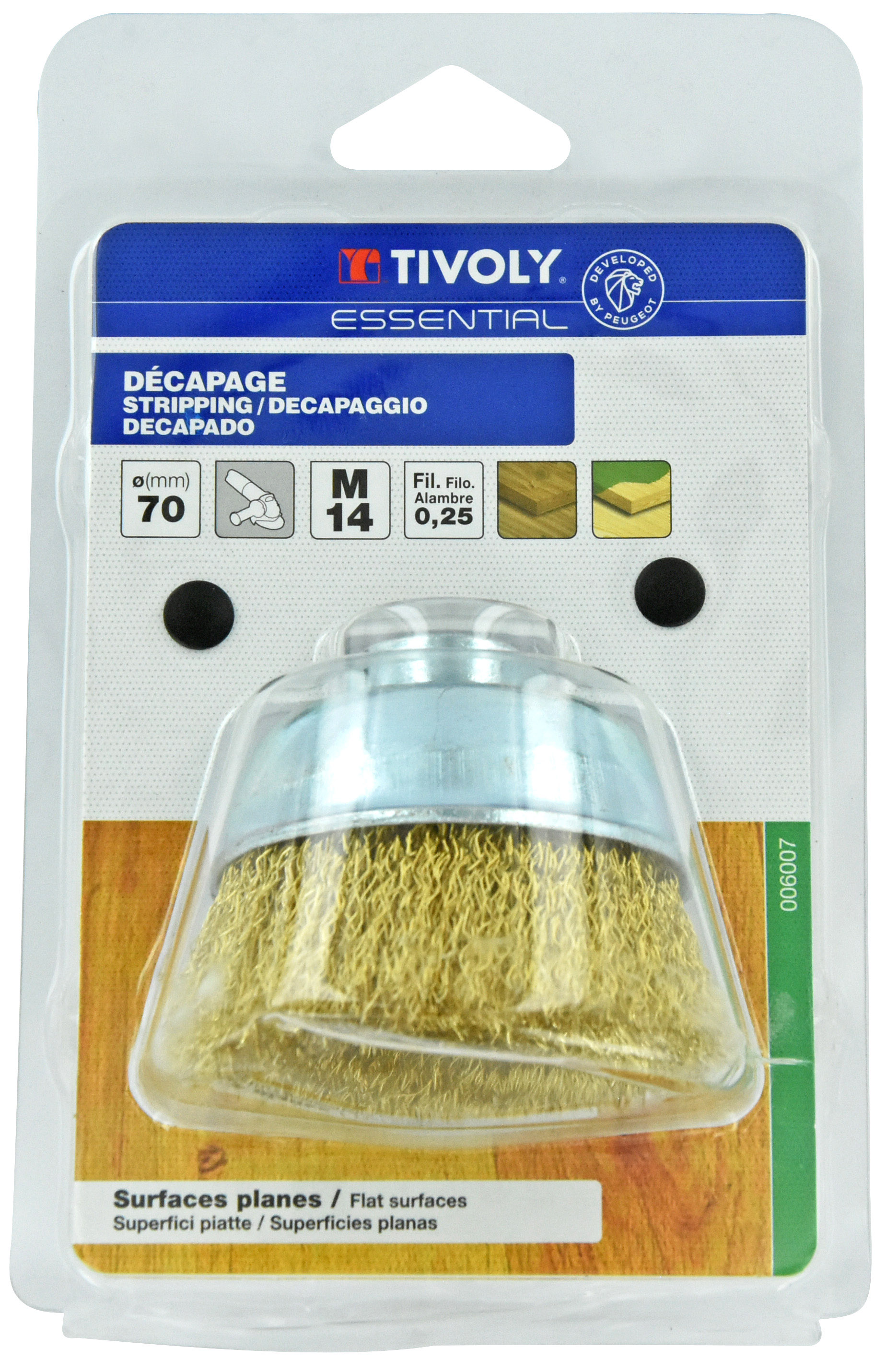 Brosse COUPE -Fil laiton -Décapage du bois, laiton (Blister) / Ø: 70 / 0.25 TIVOLY - XT20252006007