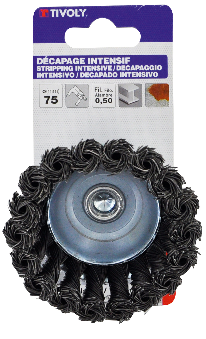 Brosse COUPE -Fil acier torsadé -Gros décapage du métal / Ø: 75 / 0.5 TIVOLY - XT20252006049