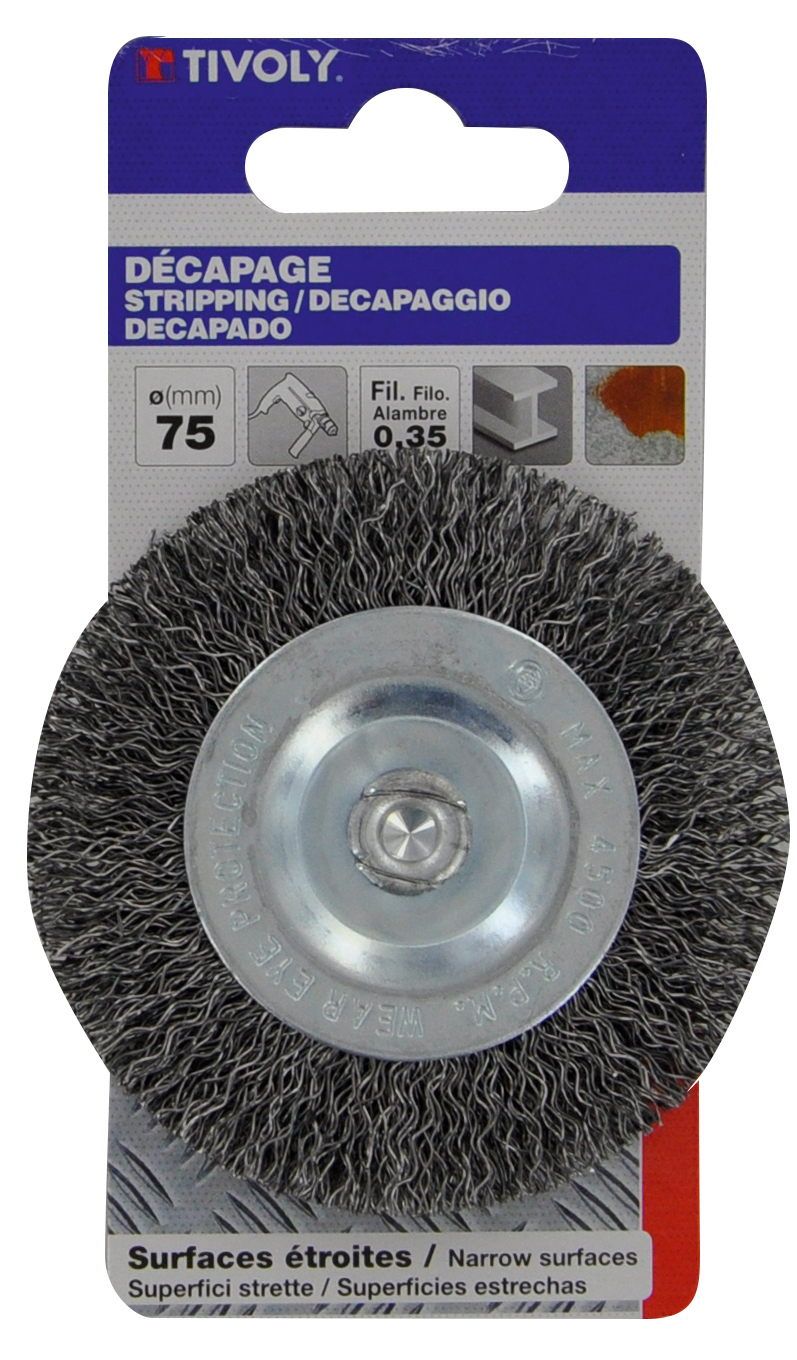 Brosse CIRCULAIRE -Fil acier ondulé -Décapage du métal / Ø: 75 / 0.35 TIVOLY - XT20252006054