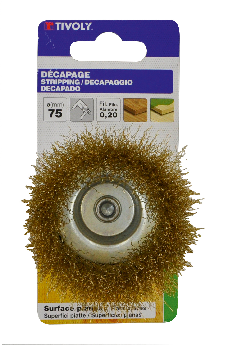 Brosse COUPE -Fil Acier laitonné -Décapage tout matériaux / Ø: 75 / 0.20 TIVOLY - XT20252006057