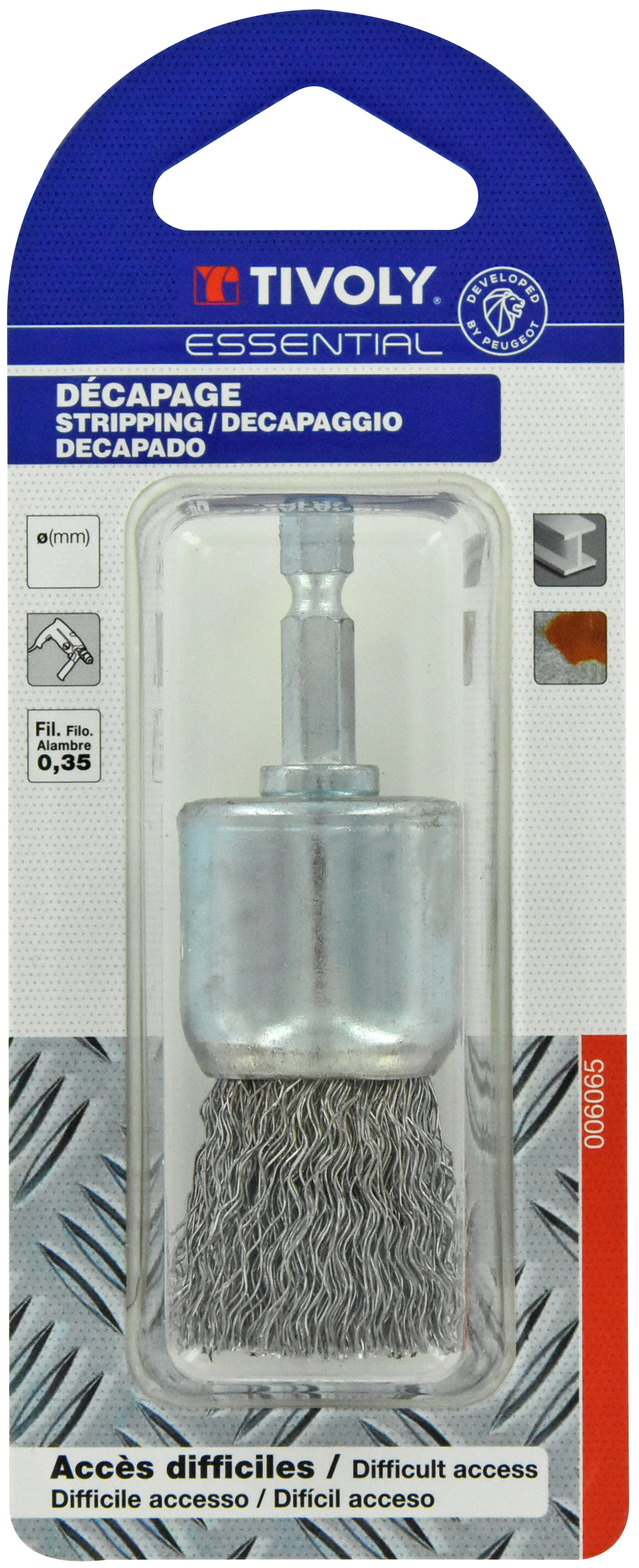 Brosse PINCEAU -Fil acier ondulé -Décapage du métal (Blister) / Ø: 18 / 0.35 TIVOLY - XT20252006063