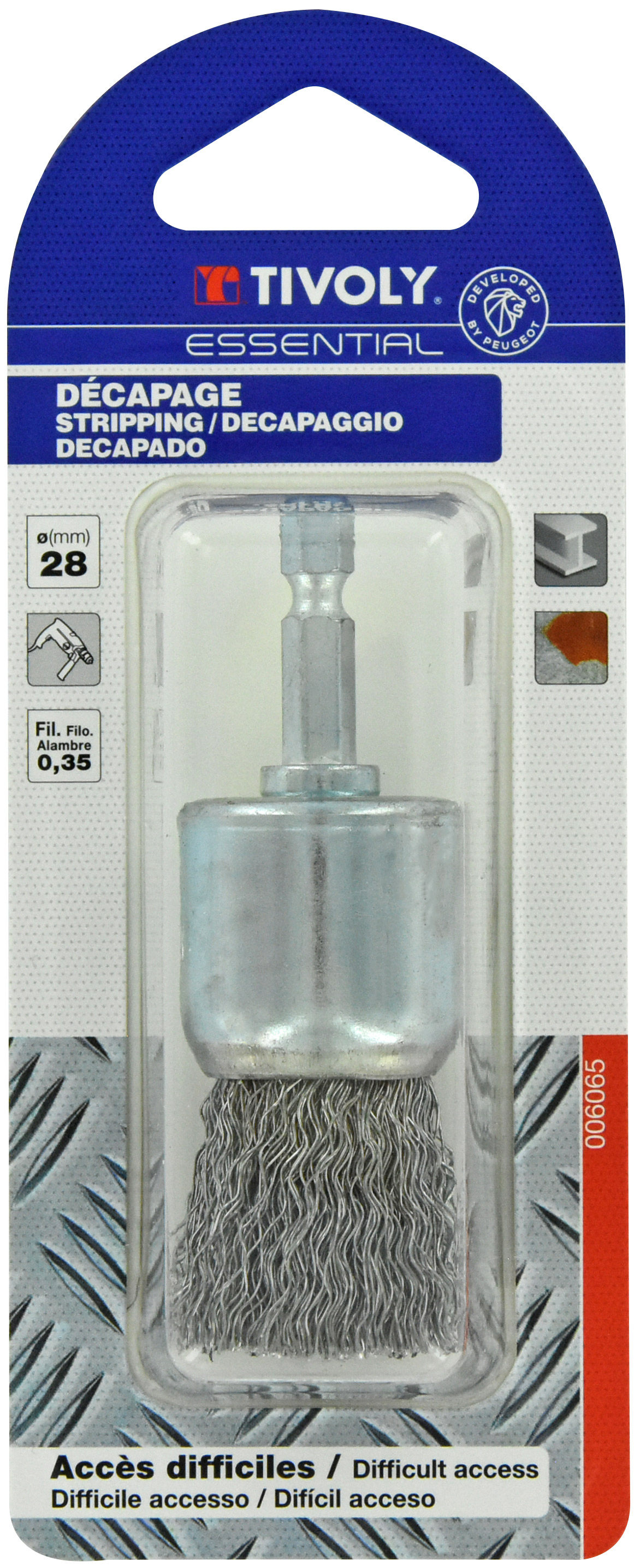 Brosse PINCEAU -Fil acier ondulé -Décapage du métal (Blister) / Ø: 28 / 0.35 TIVOLY - XT20252006065