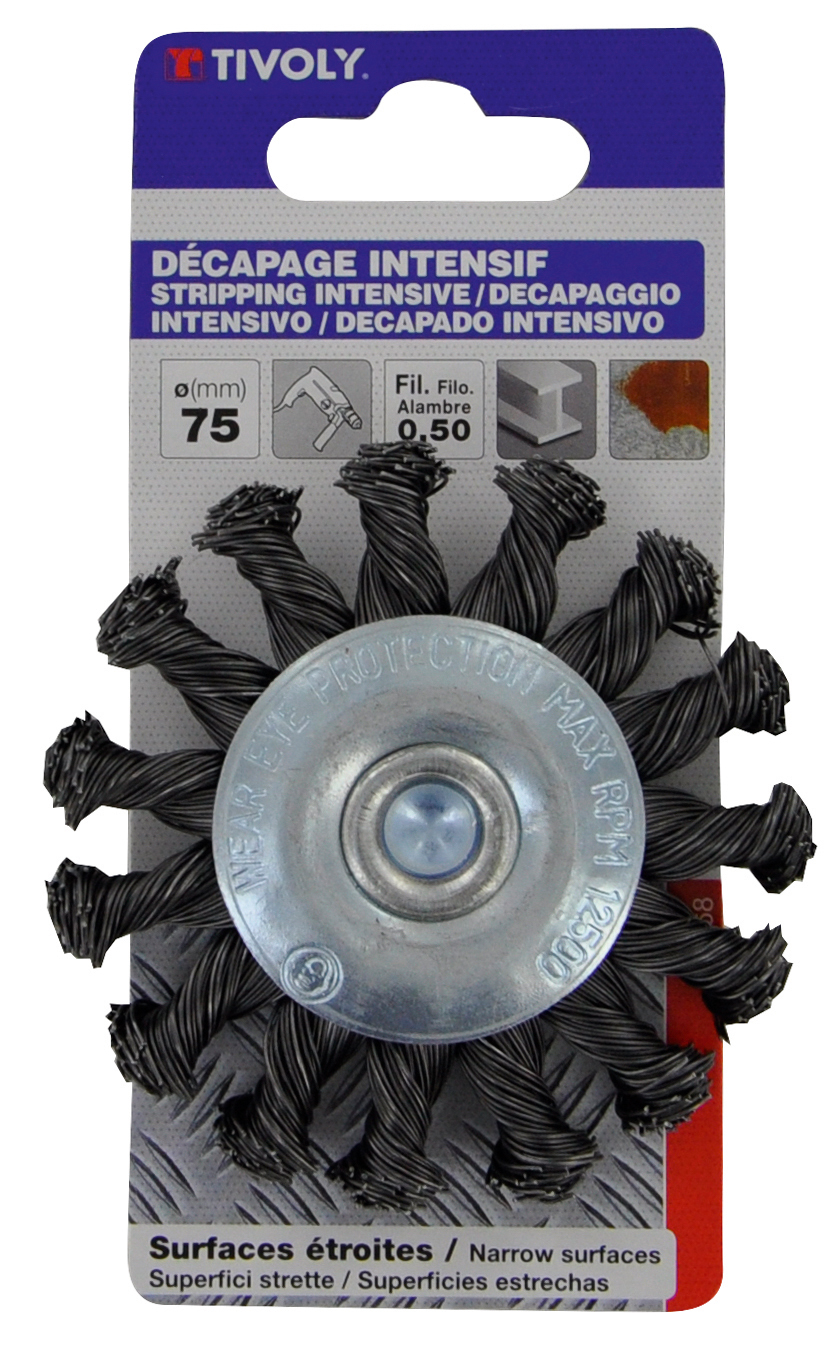 Brosse CIRCULAIRE -Fil acier torsadé -Gros décapage du métal / Ø: 75 / 0.5 TIVOLY - XT20252006068