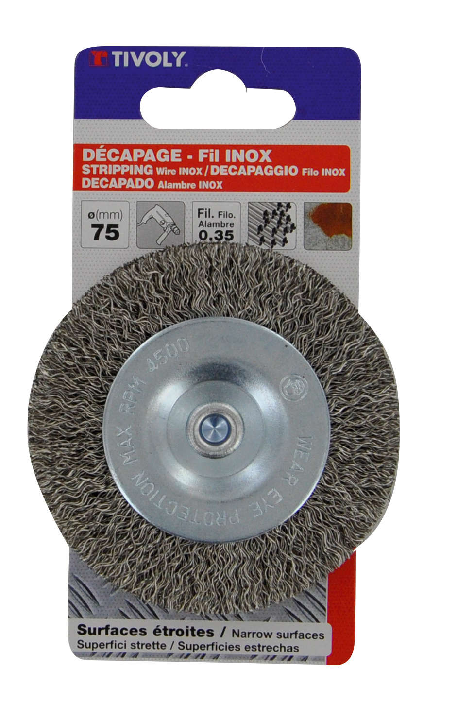 Brosse CIRCULAIRE -Fil inox -Décapage de l'inox / Ø: 75 / 0.35 TIVOLY - XT20252006071